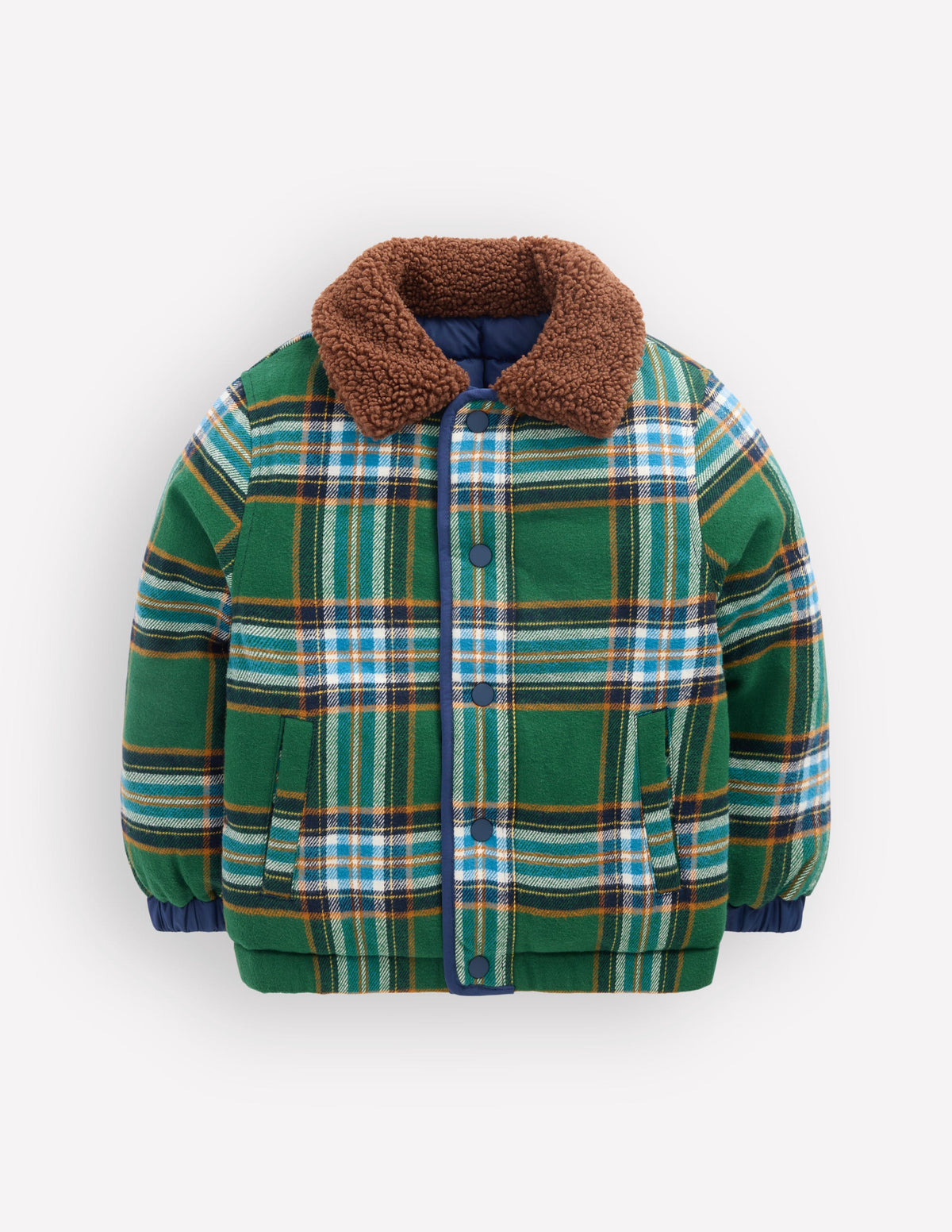 Reversible Quilted Jacket-Green Check & Brunswick Green - Image 1