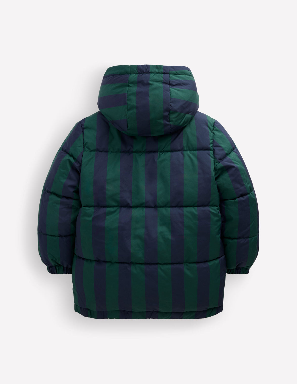 Mid-Length Baffled Coat-NAVY AND GREEN STRIPE - Image 3
