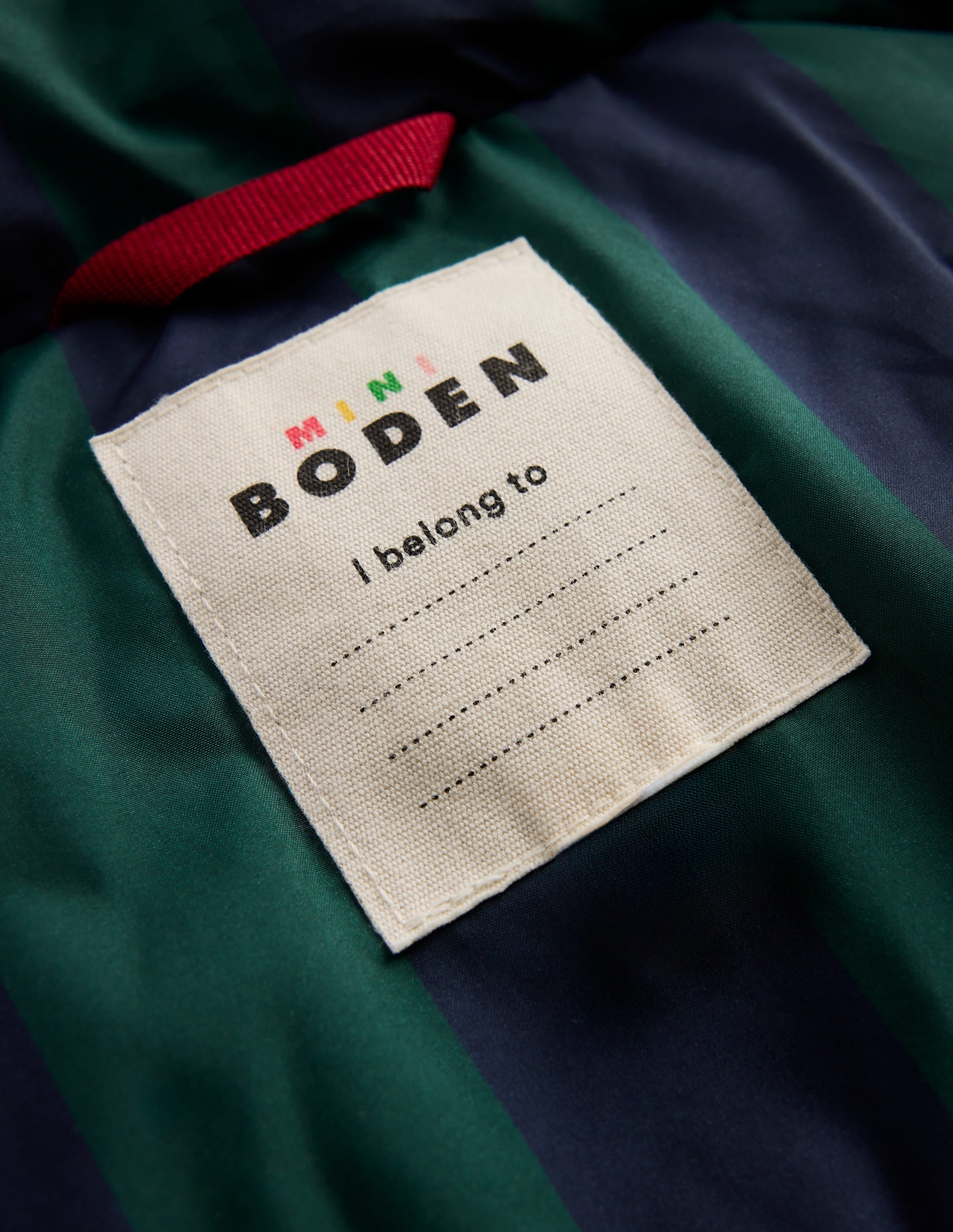 Borg Lined Padded Coat - NAVY AND GREEN STRIPE | Boden USA