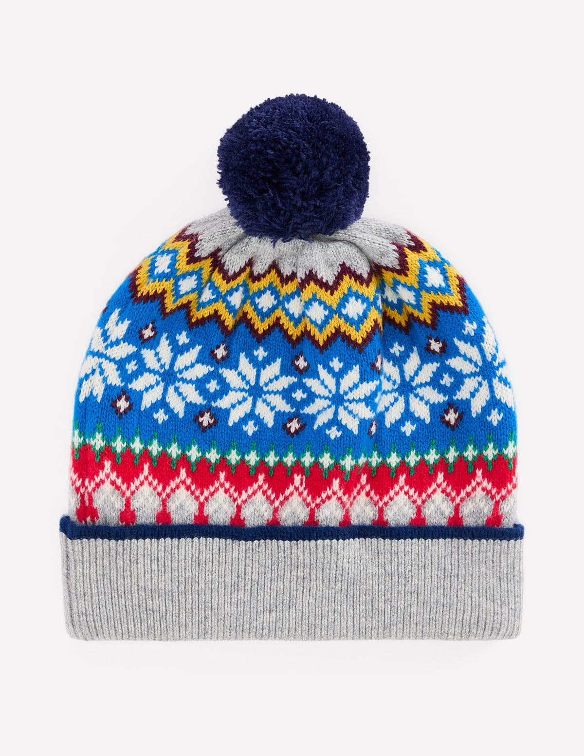 Fair Isle Beanie-Grey Marl Snowflake-1