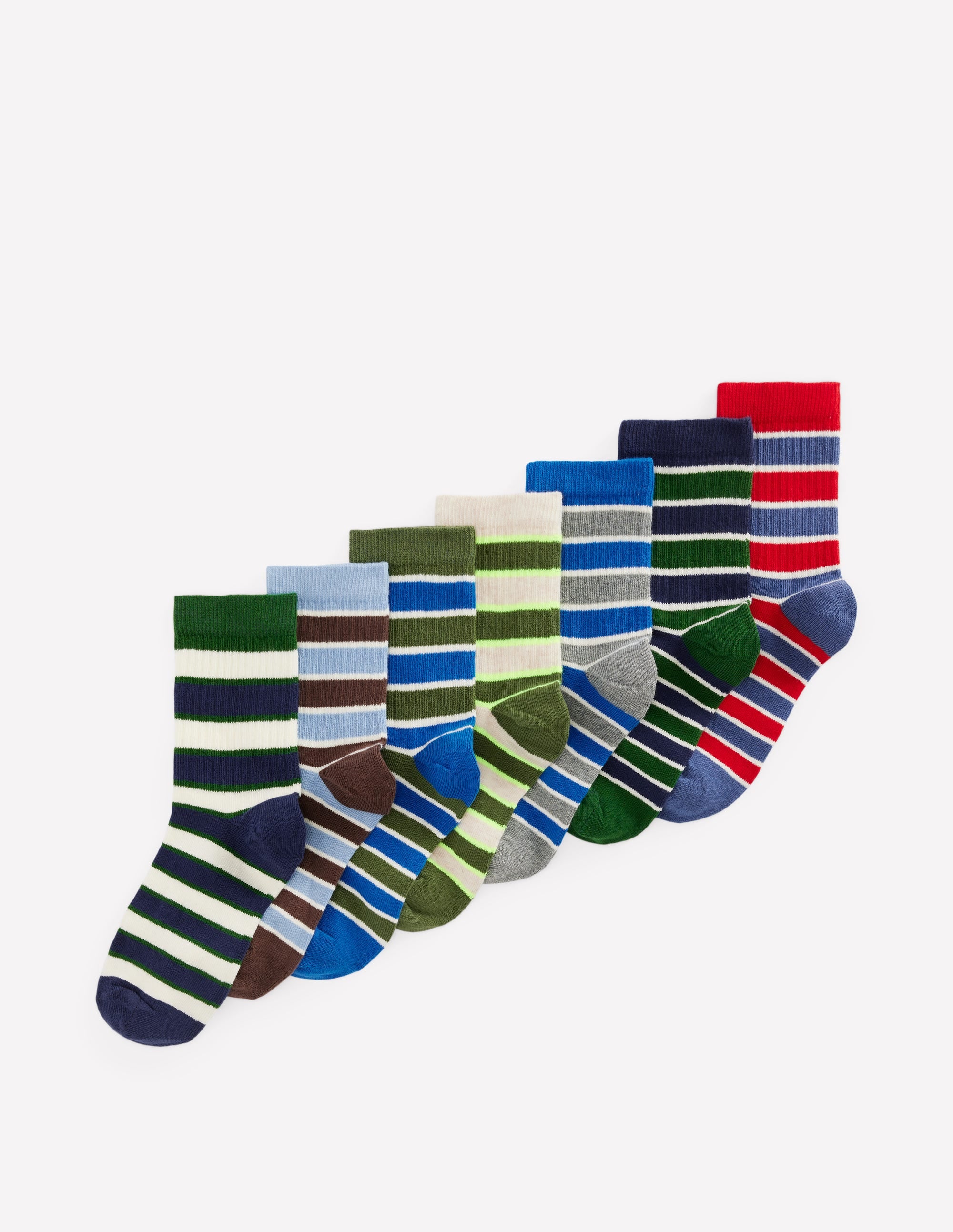 7 Pack Ribbed Socks-Multi Stripes - Image 1