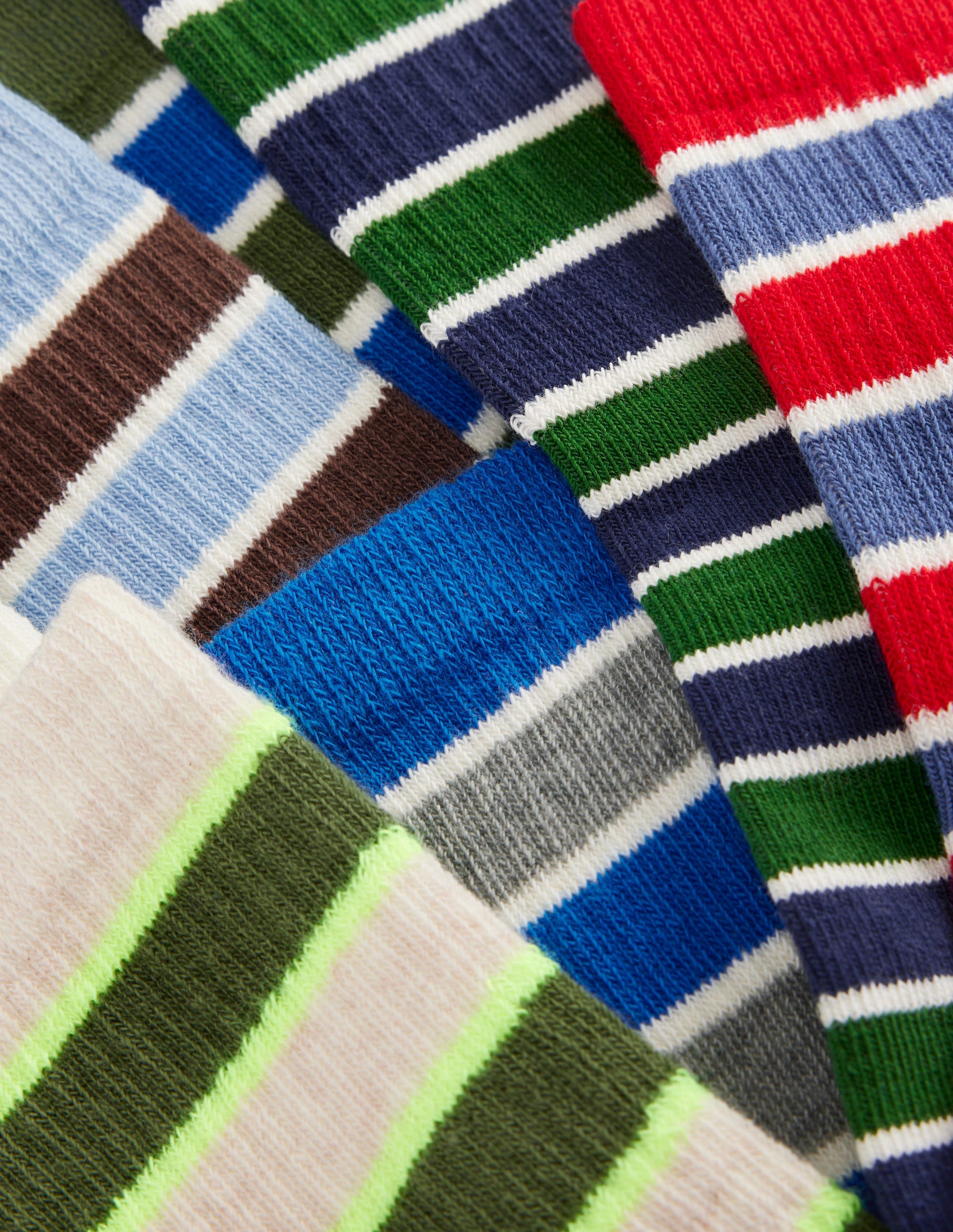 7 Pack Ribbed Socks-Multi Stripes-2