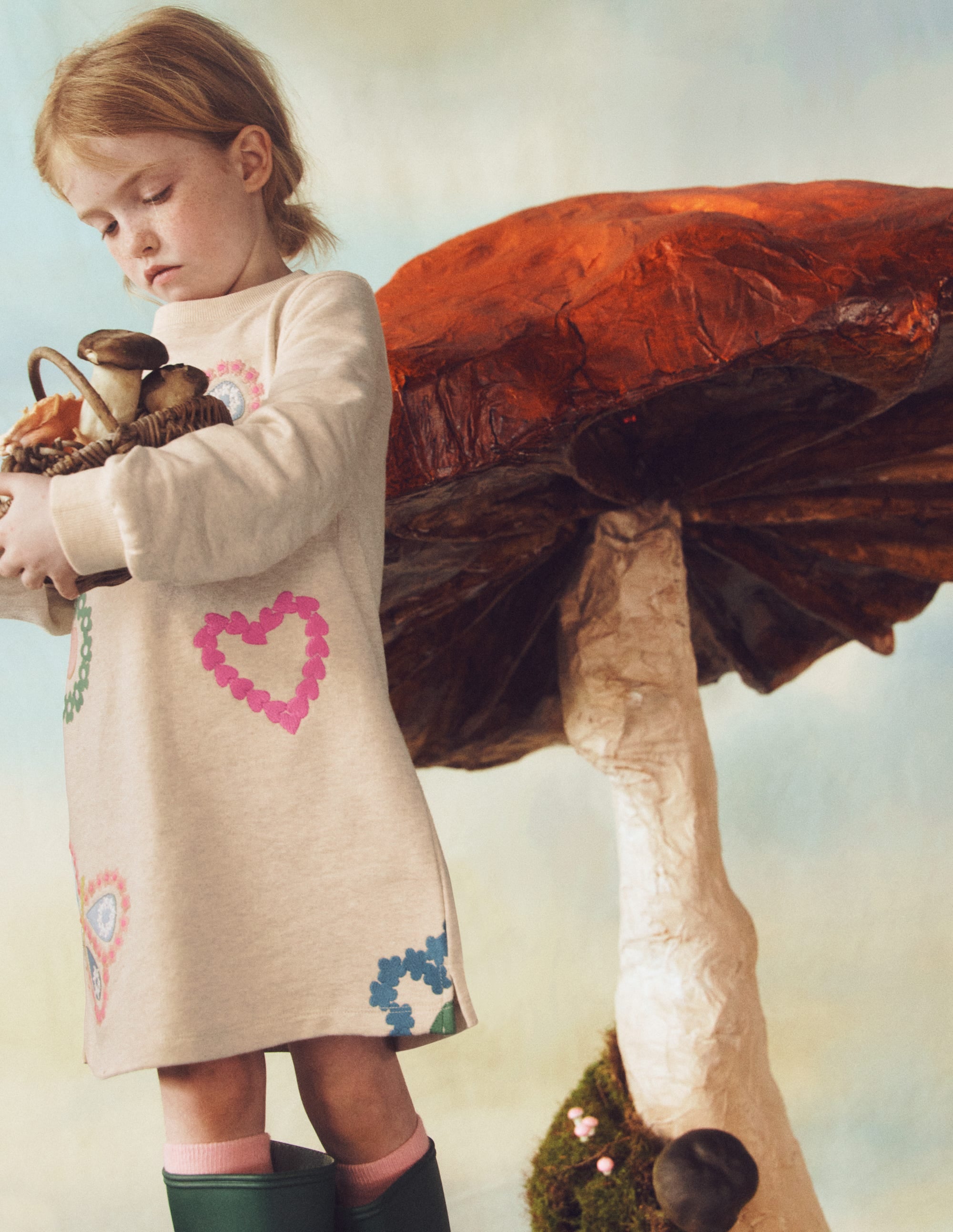 Ida Sweatshirt Appliqué Dress-Oatmeal Butterlies - Image 4