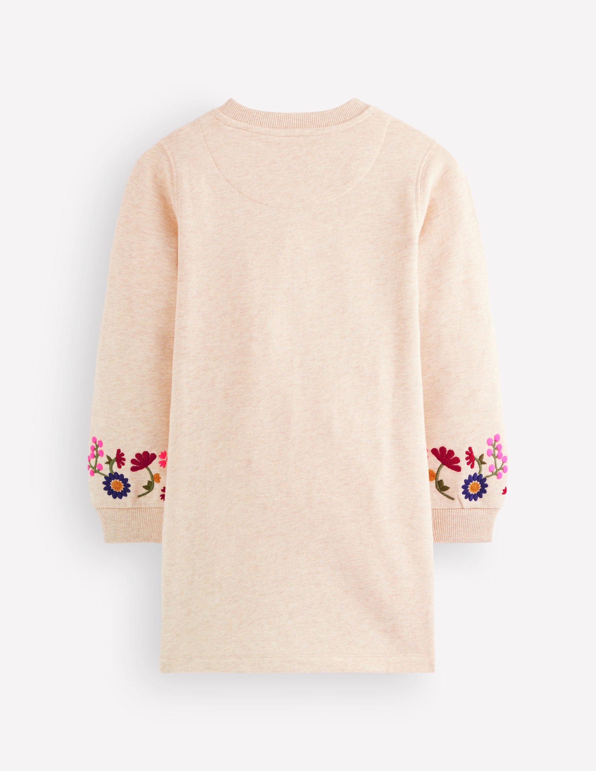 Ida Sweatshirt Appliqué Dress-Oatmeal Floral Embroidery-2