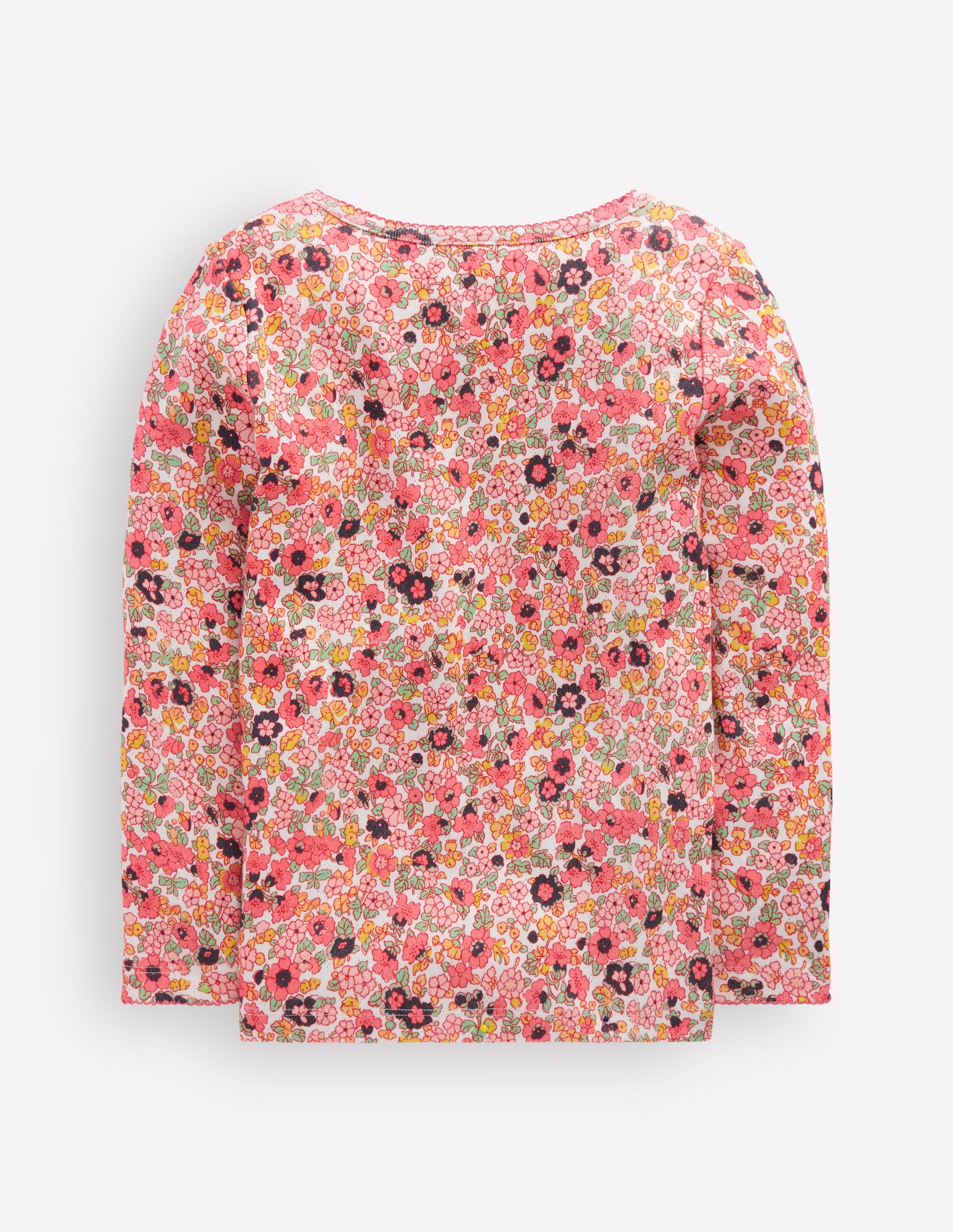 Long Sleeve Pointelle Top-Pink Floral-2