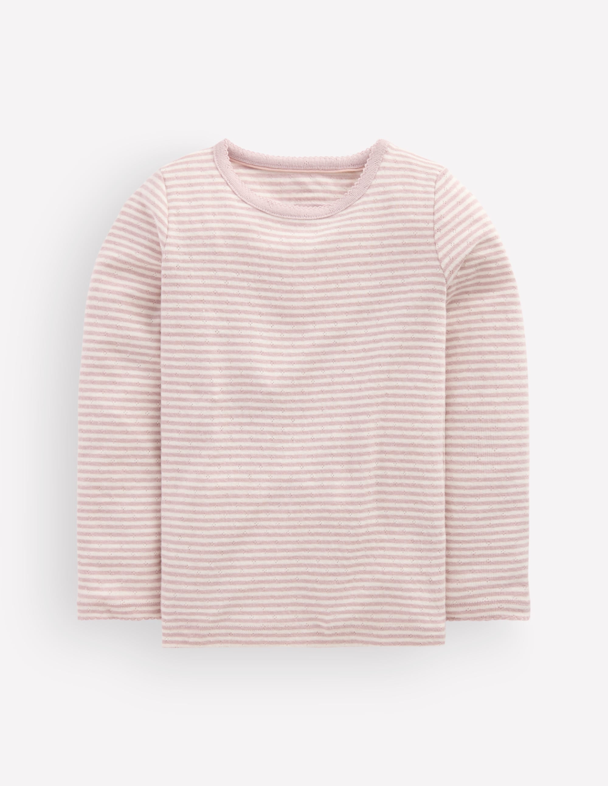 Long Sleeve Pointelle Top-Violet Ice / Ivory - Image 1