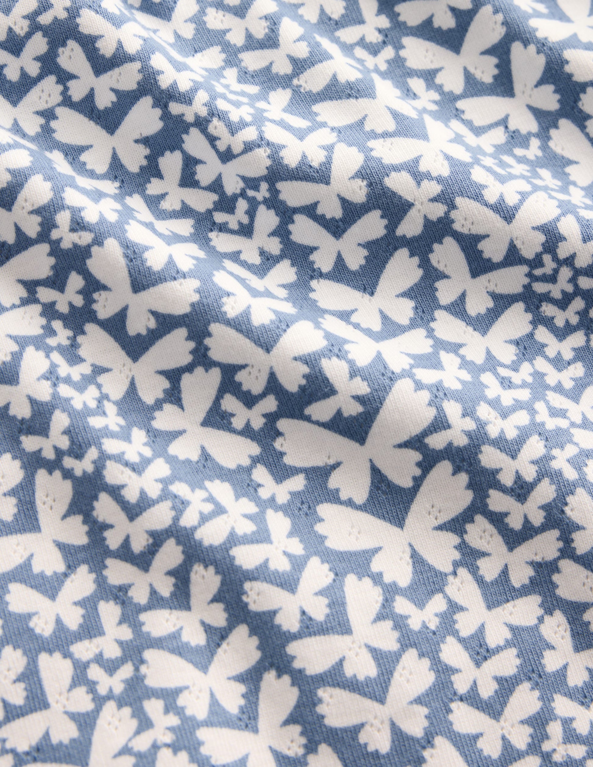 Short Sleeve Pointelle Top-Serenity Blue Butterflies-3