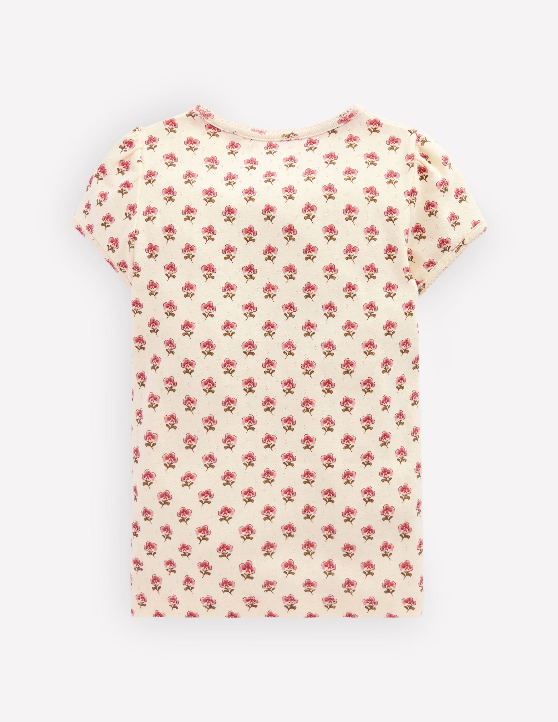 Short Sleeve Pointelle Top-Pink Floral-2