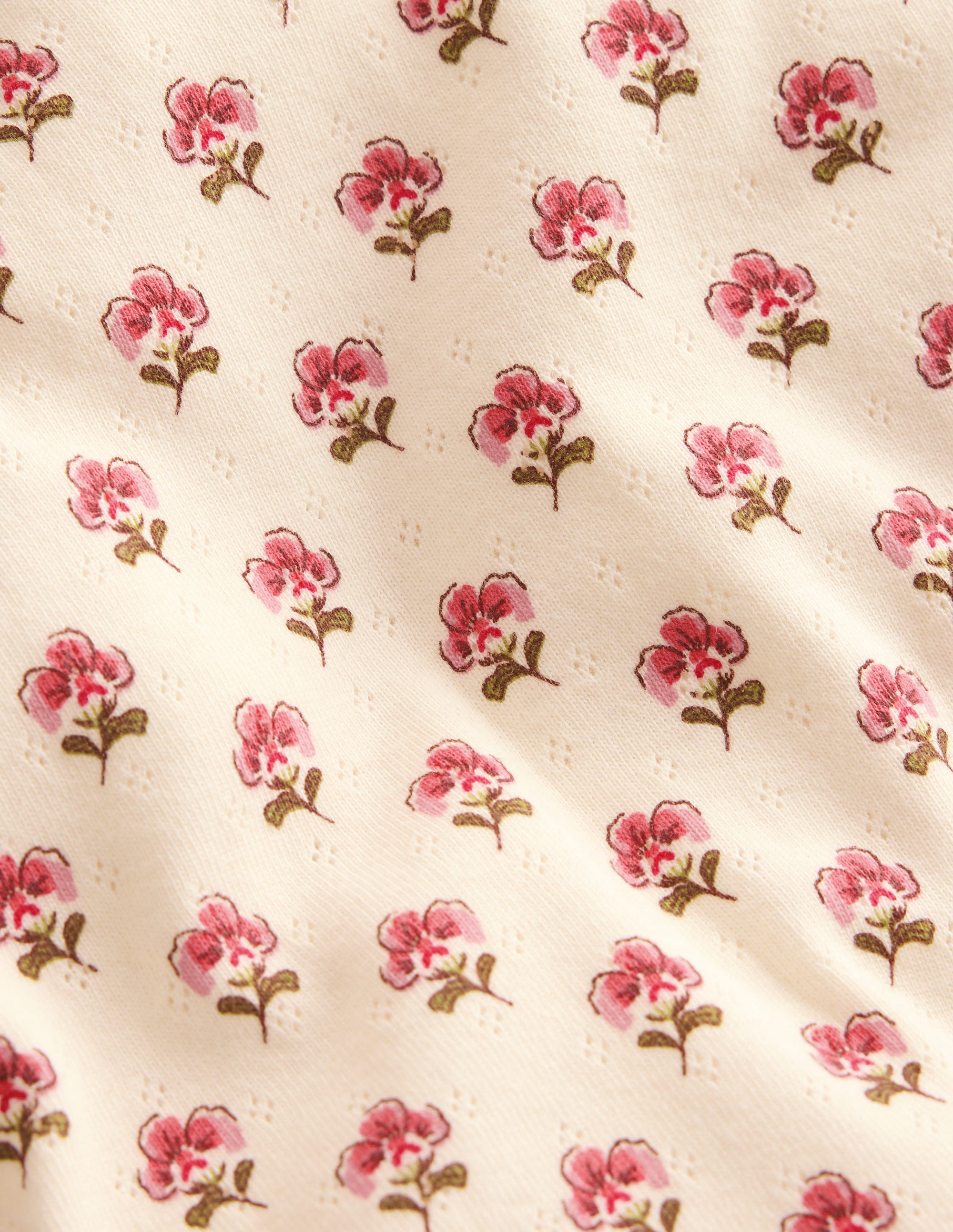 Short Sleeve Pointelle Top-Pink Floral - Image 3