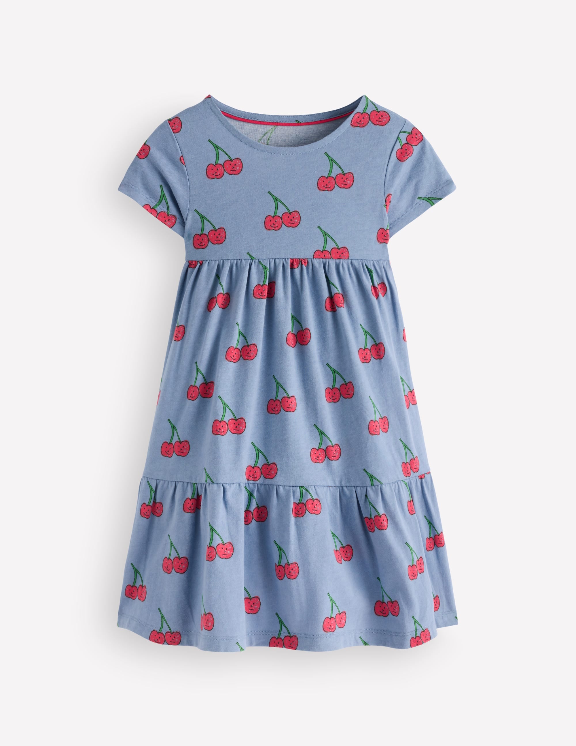 Ariel Twirly Jersey Dress-Blue Cherries - Image 1
