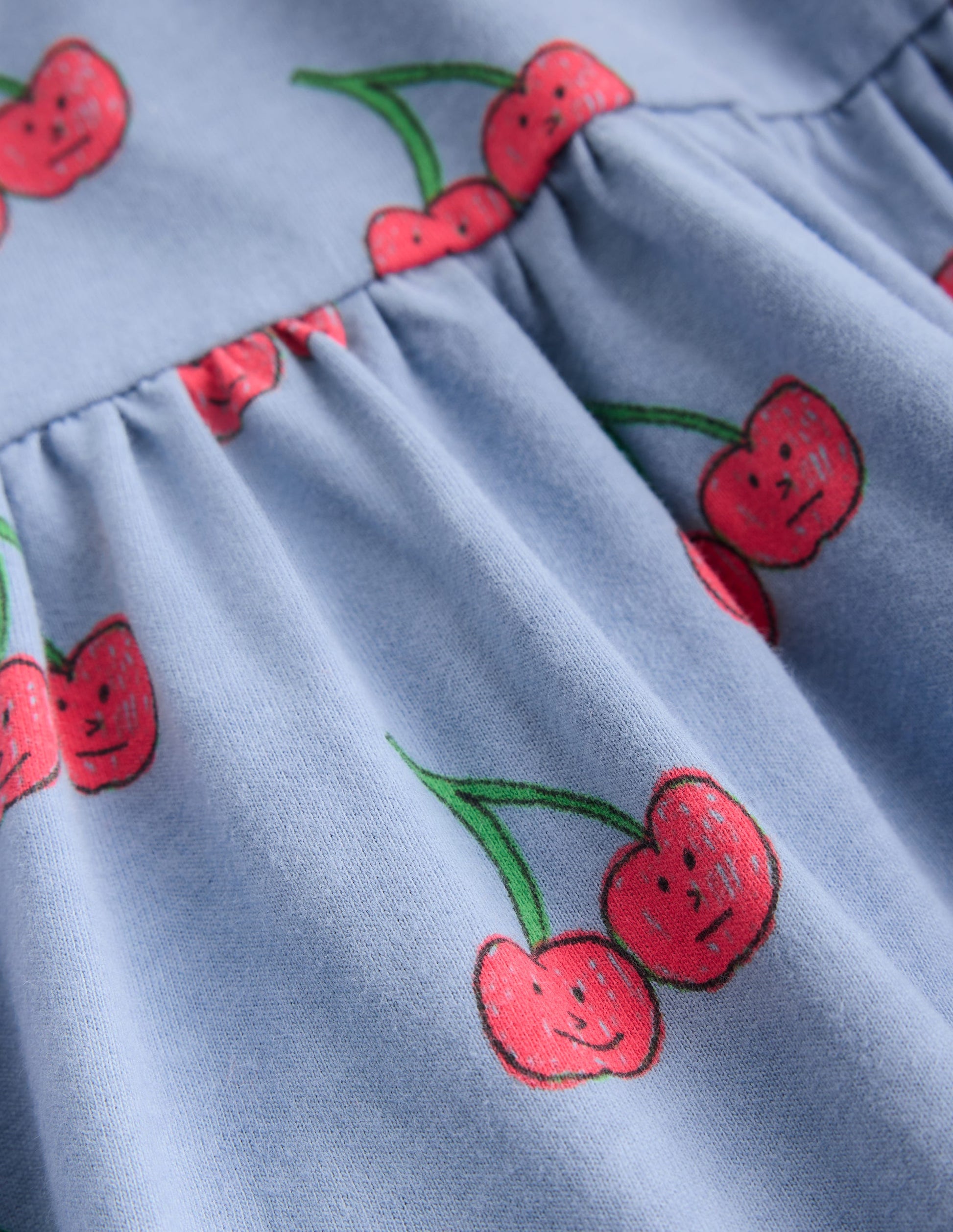 Ariel Twirly Jersey Dress-Blue Cherries-3