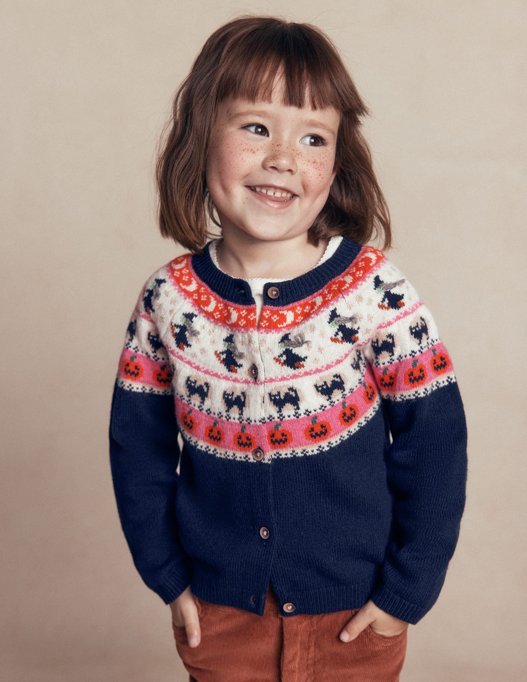 Edie Fair Isle Cardigan-College Navy Halloween - Image 1