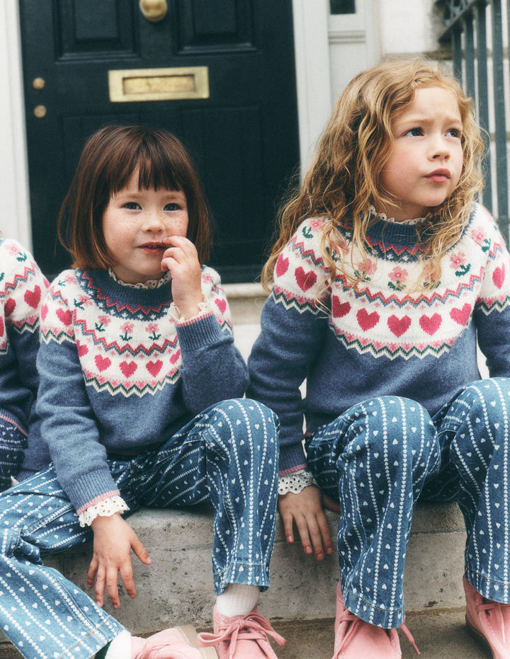 Eleanor Fair Isle Sweater-Bluejay Marl