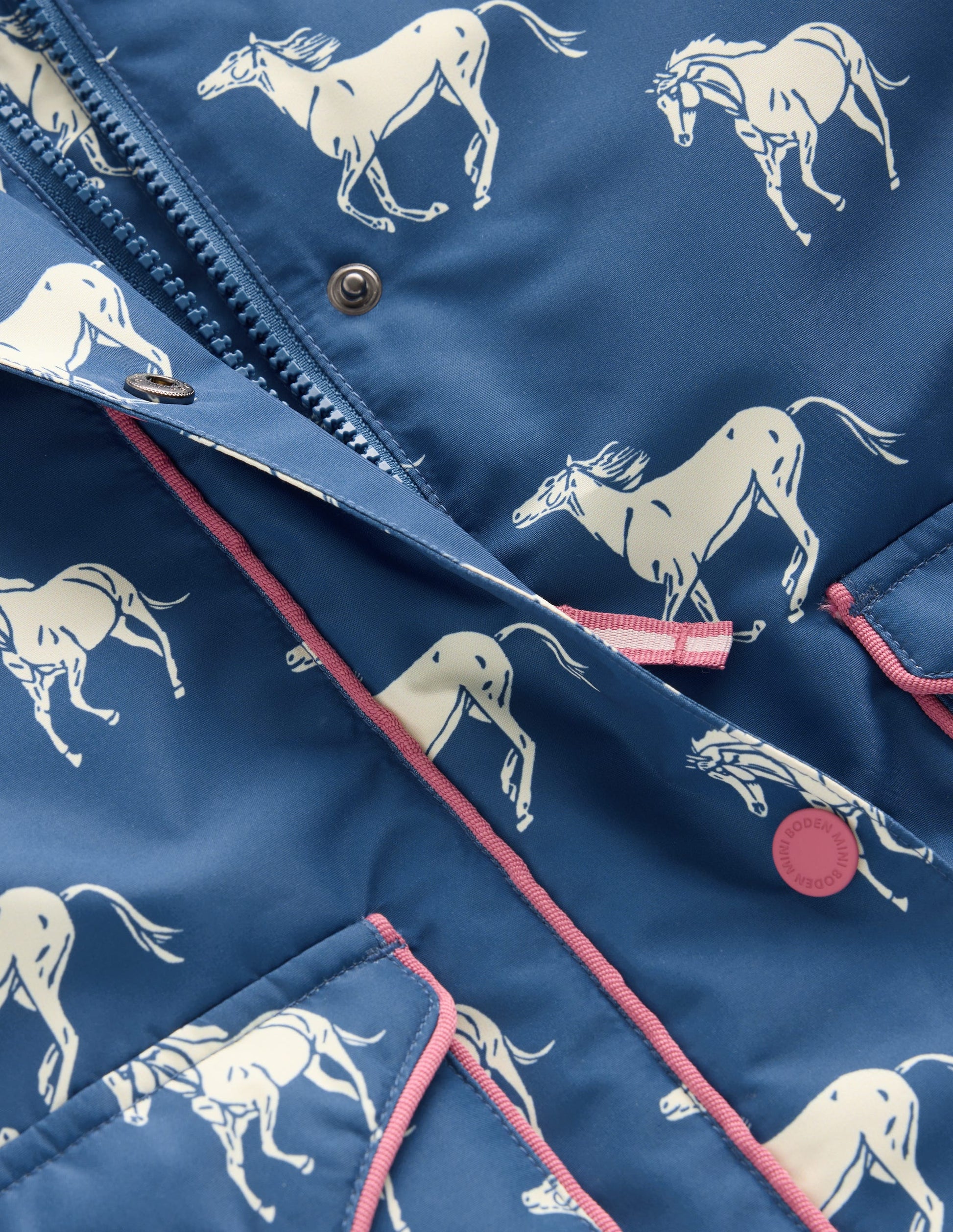 Sherpa Lined Anorak-Tourmaline Blue Small Horses-3