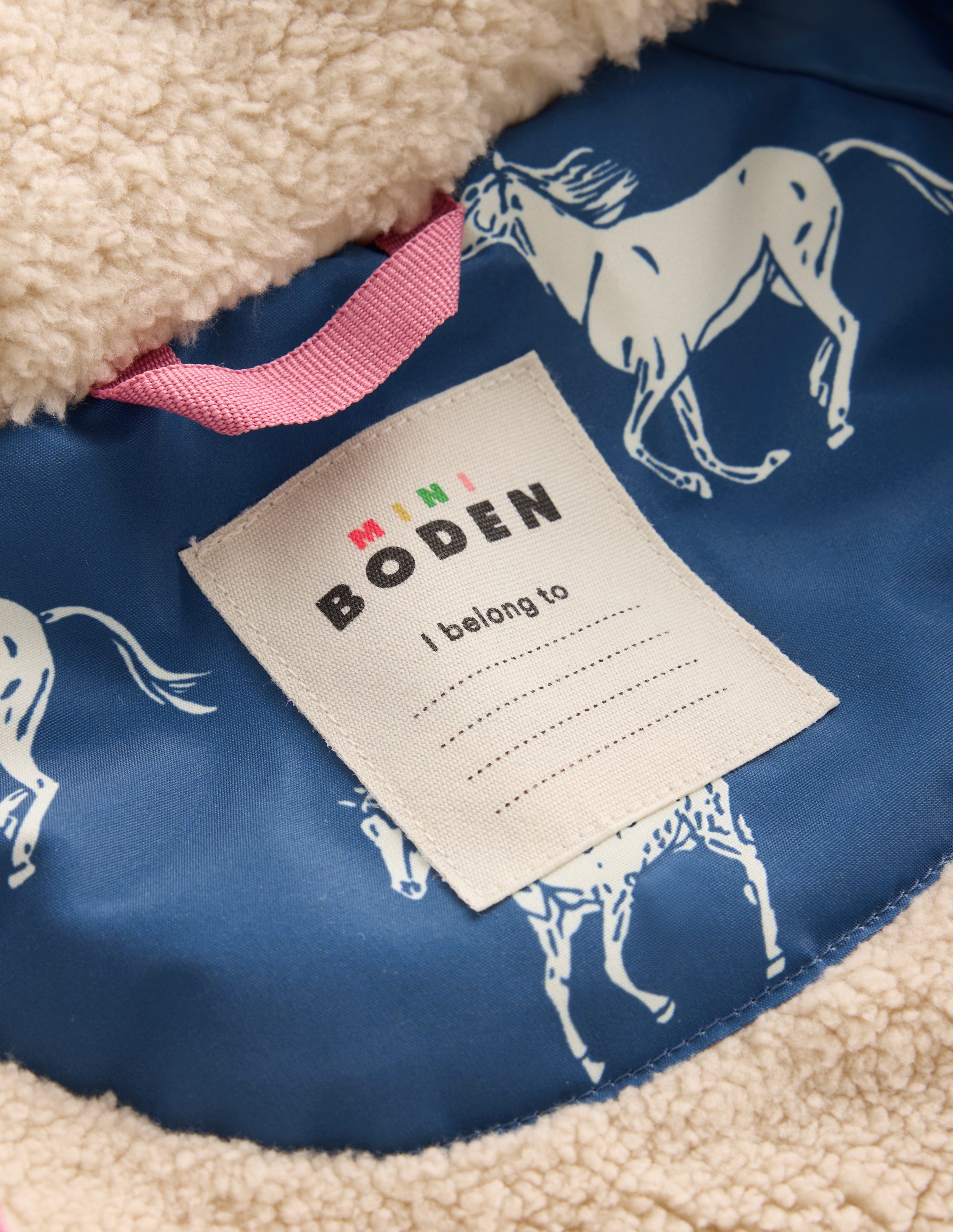 Sherpa Lined Anorak-Tourmaline Blue Small Horses - Image 4