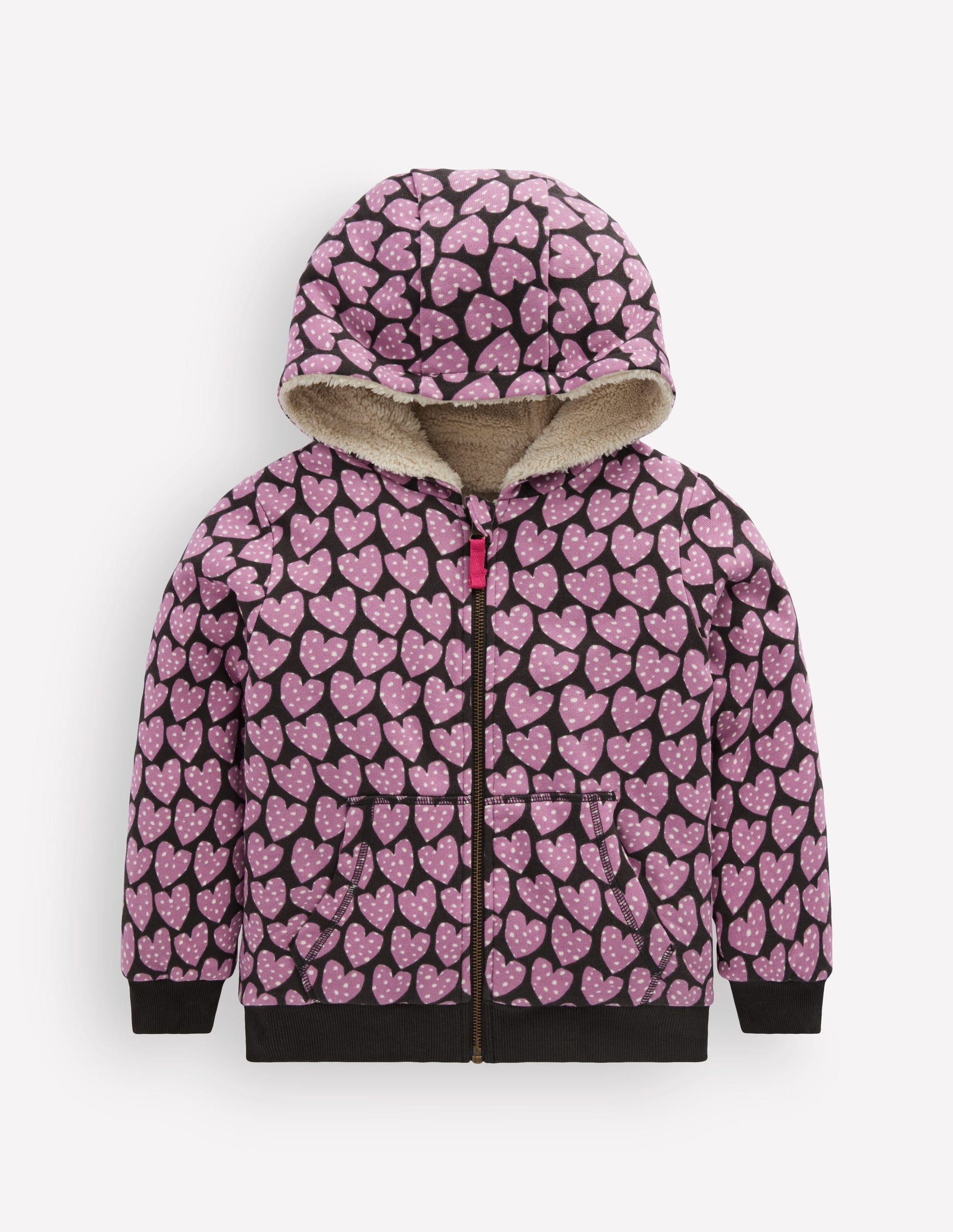 Reversible Borg Hoody-Purple Hearts-2