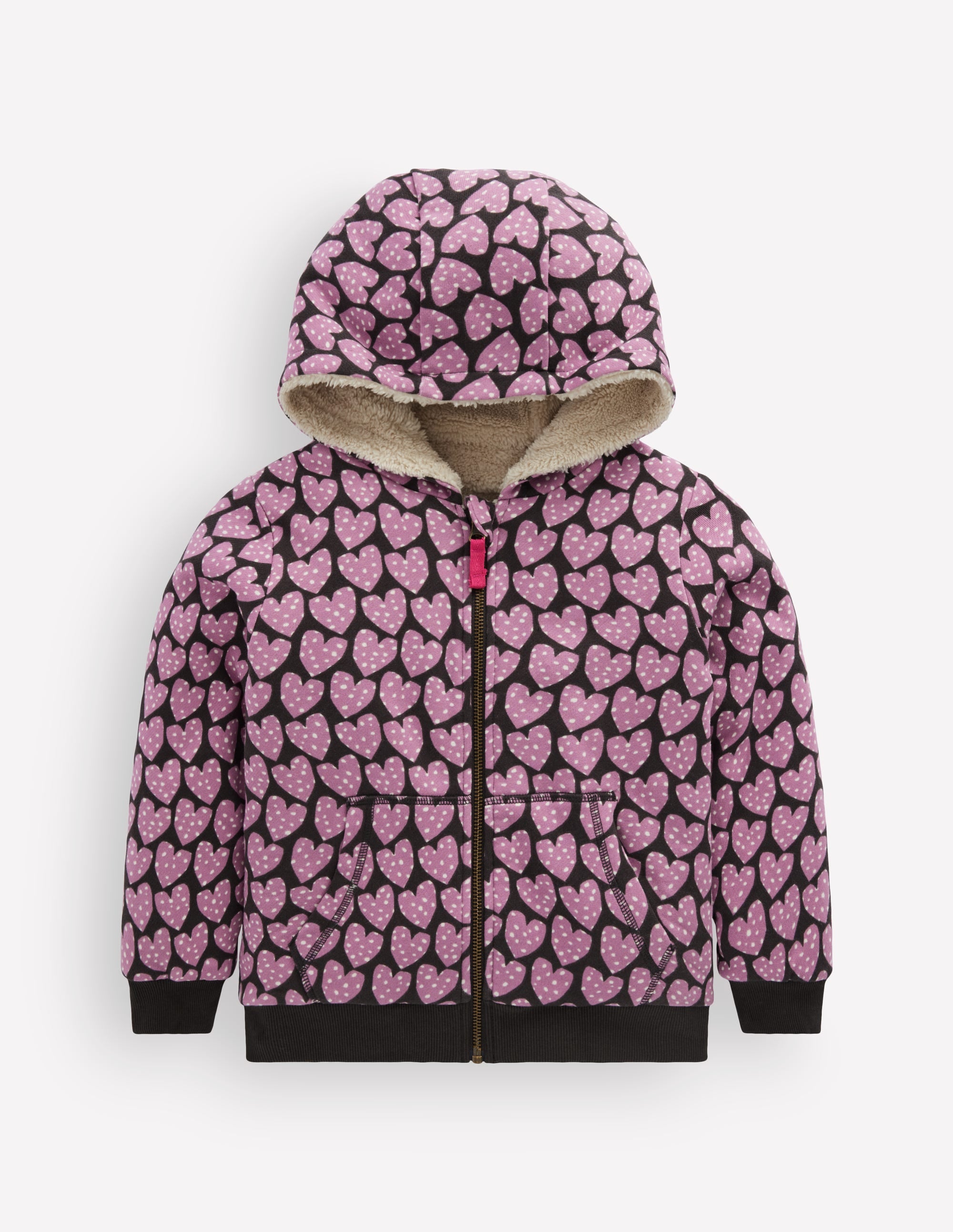 Reversible Borg Hoody-Purple Hearts - Image 2