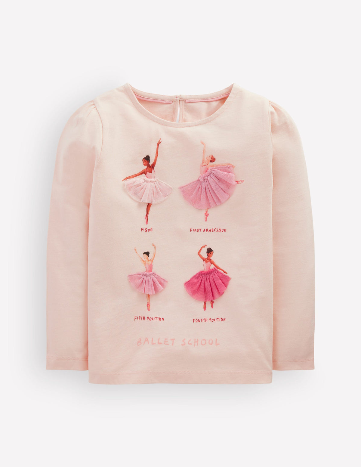 Puff Sleeve Appliqué  T-shirt-Botanic Pink Ballerinas-1