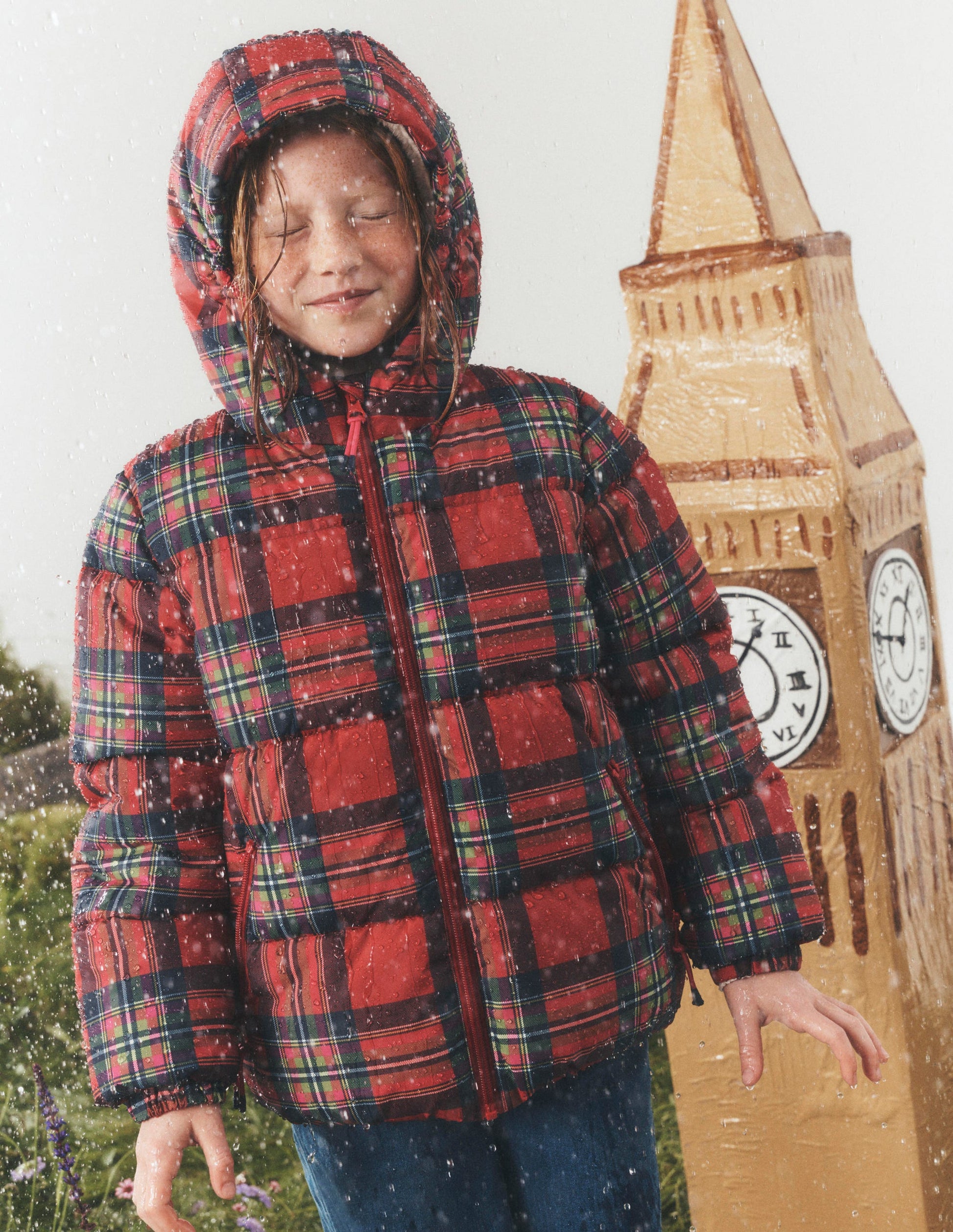 Fun Padded Coat-Red Check-1