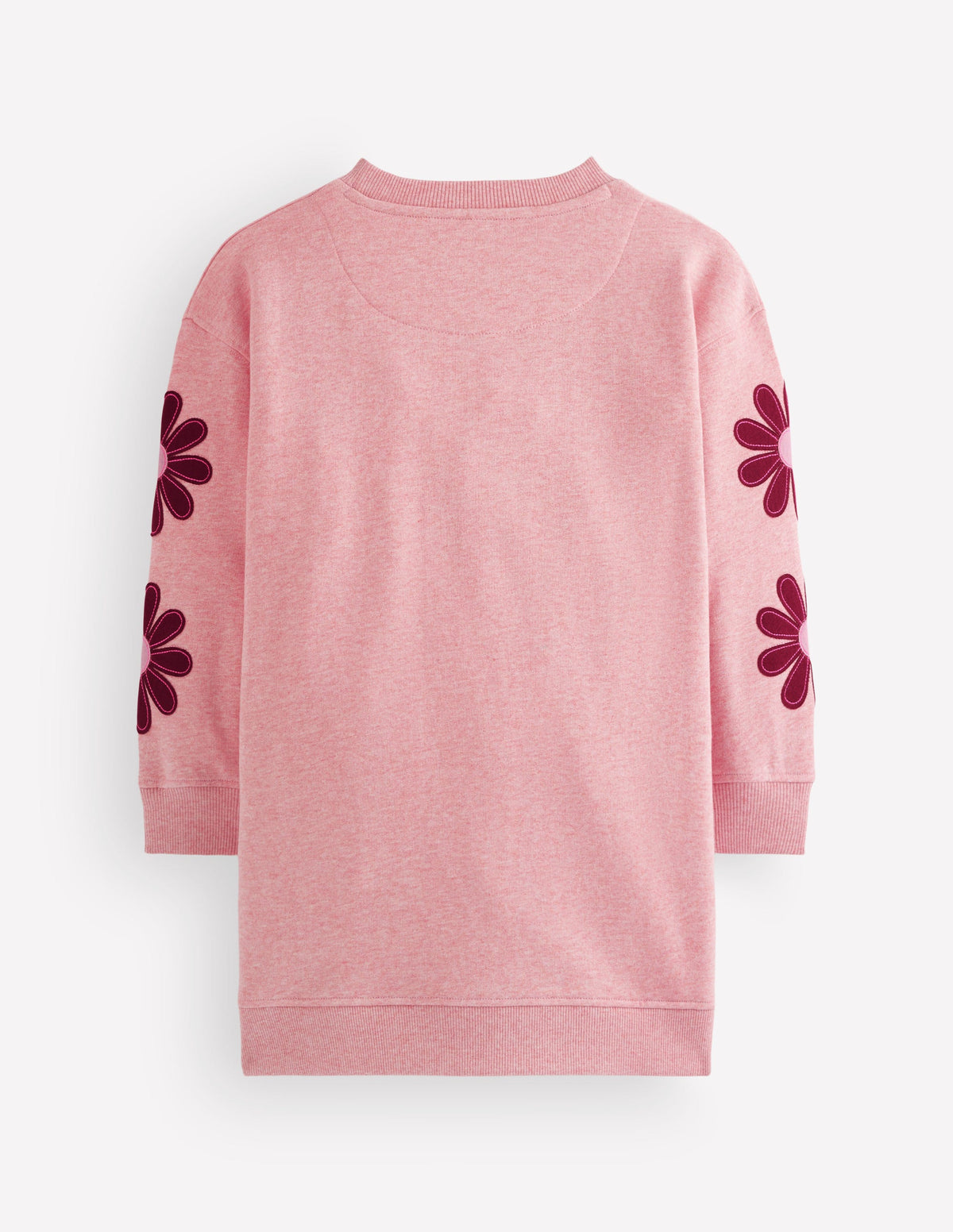 Ami Relaxed Sweatshirt Dress-Pink Flower Embroidery-2