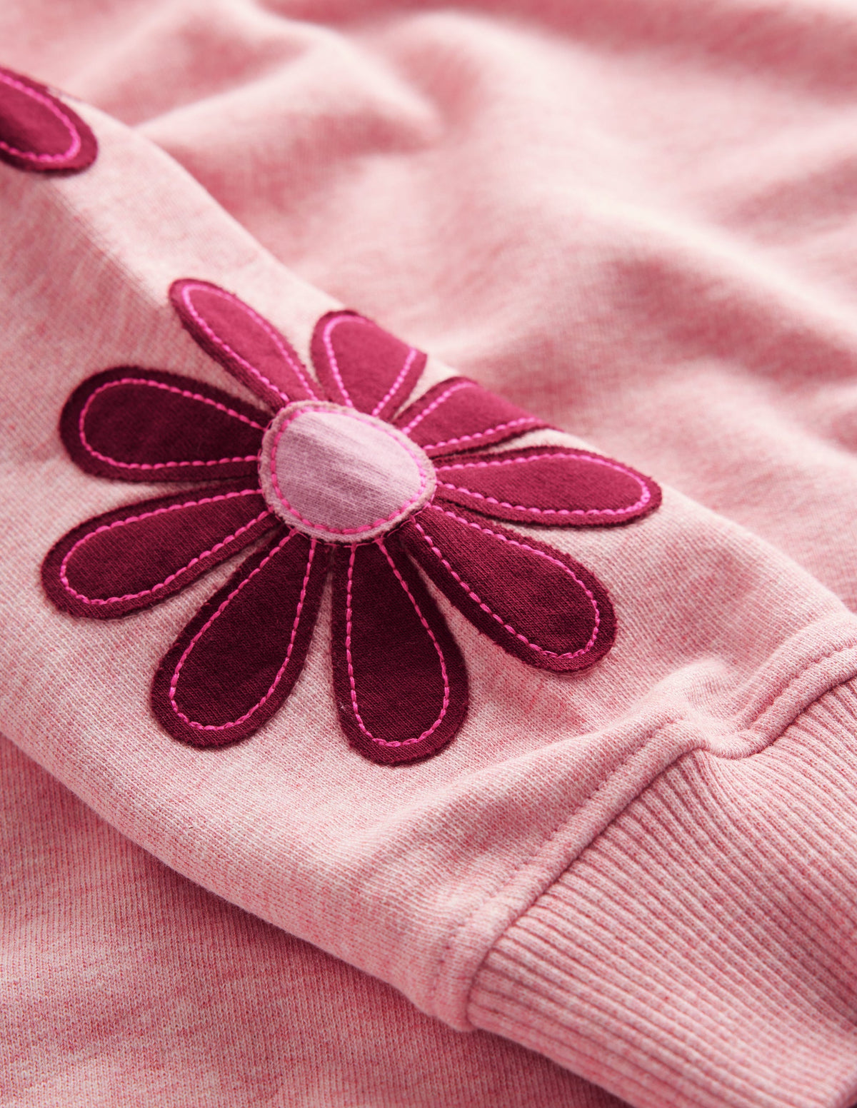 Ami Relaxed Sweatshirt Dress-Pink Flower Embroidery - Image 3