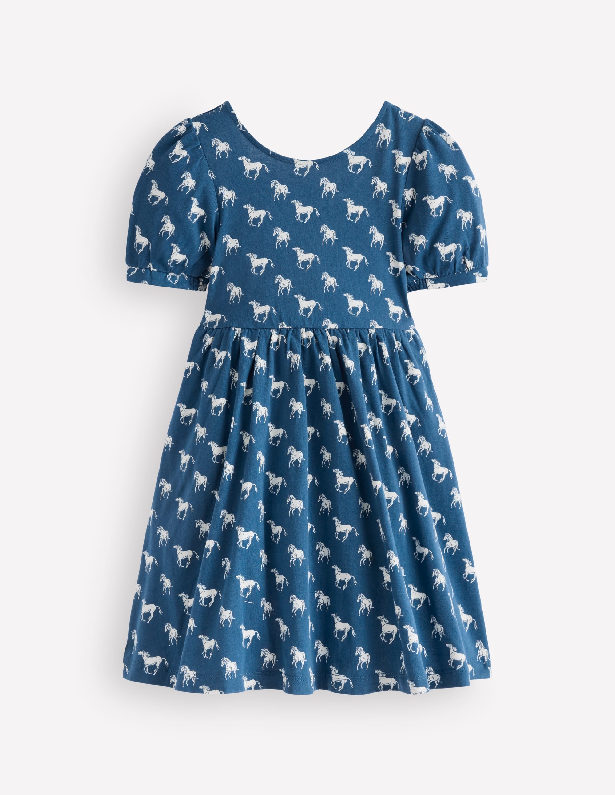 Ballerina Jersey Dress-Blue Horses - Image 1