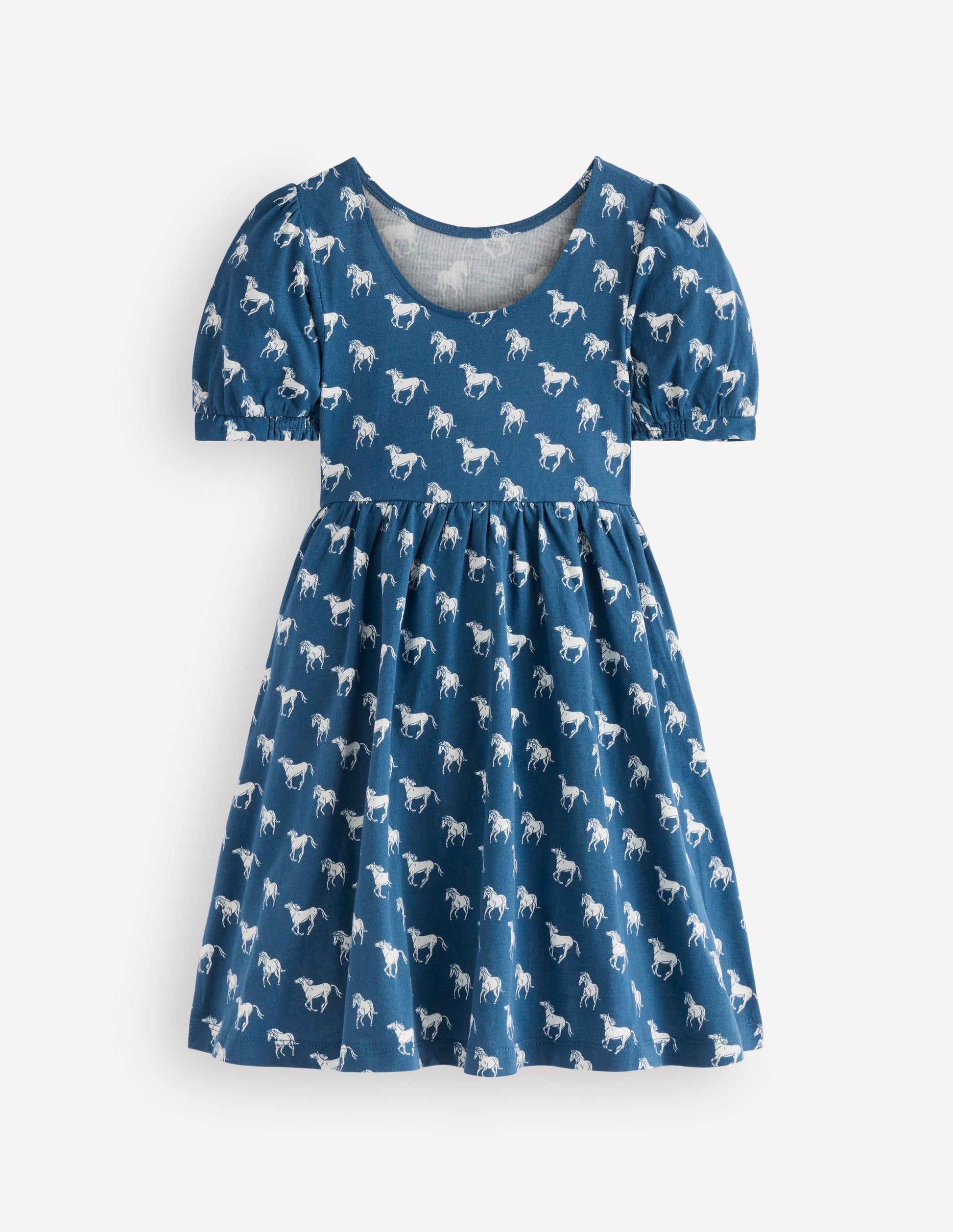 Ballerina Jersey Dress-Blue Horses-2
