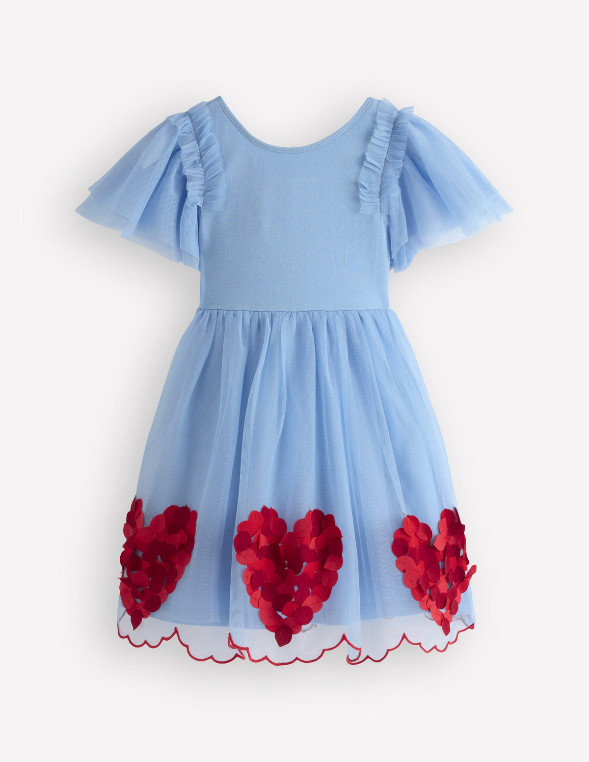 Short Sleeve Logo Tulle Dress-Blue Hearts - Image 1