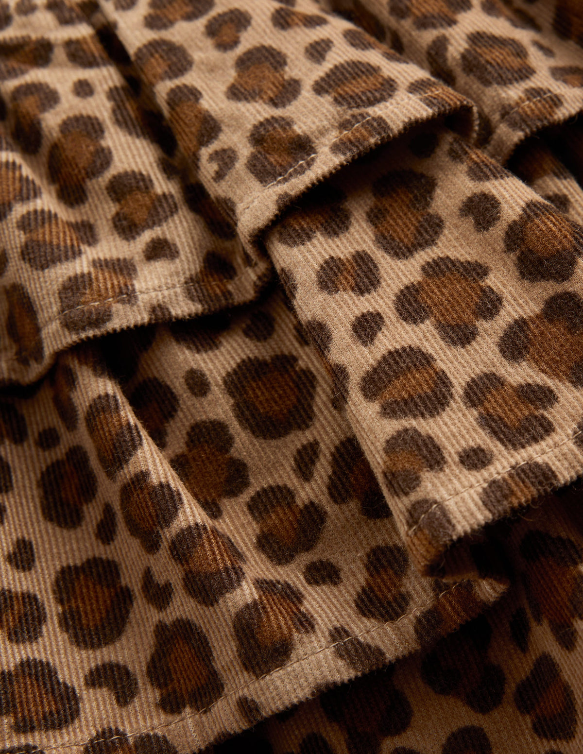 Smocked Waist Ruffle Skirt-Brown Leopard Cord - Image 3