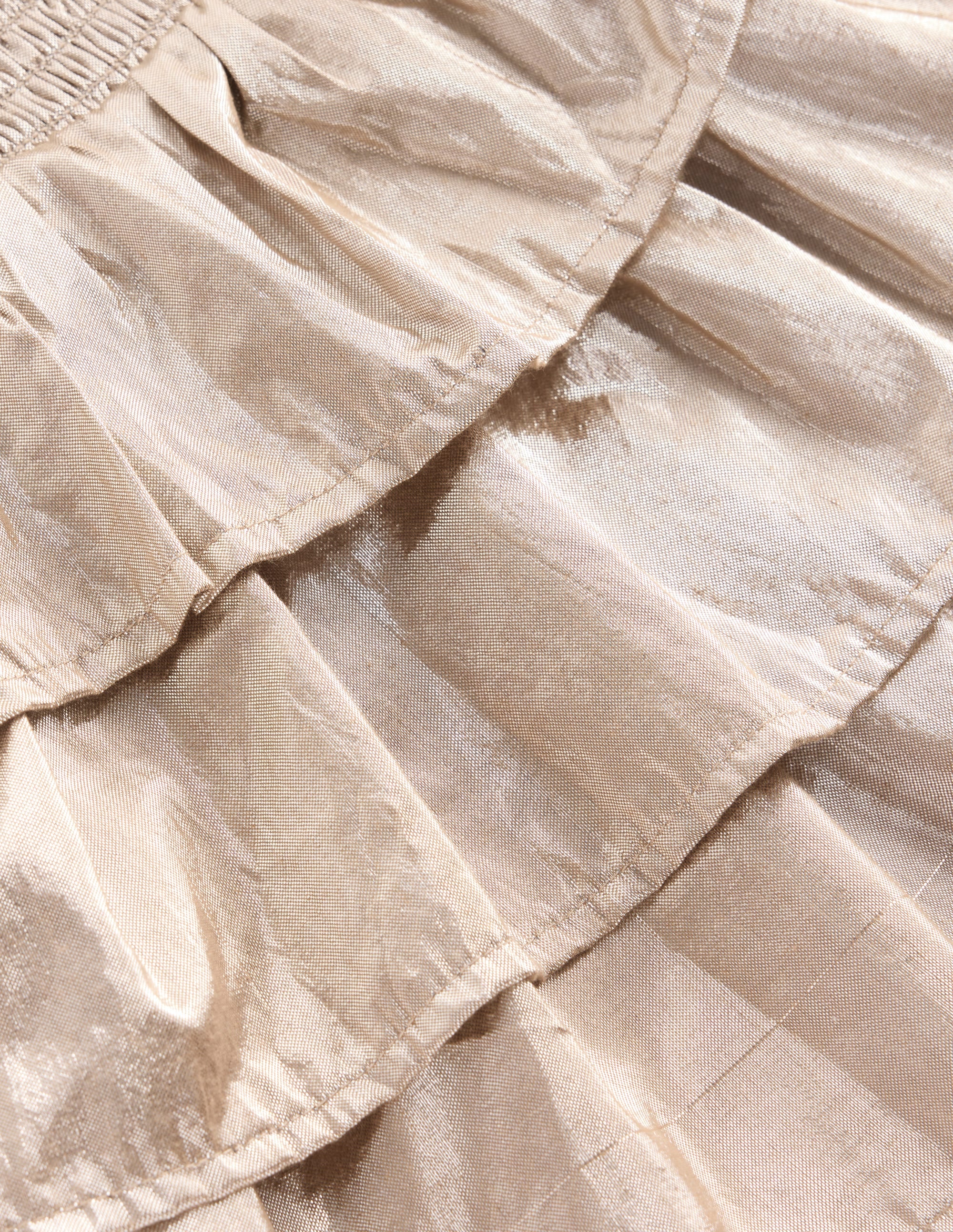 Smocked Waist Ruffle Skirt-Gold Metallic - Image 3