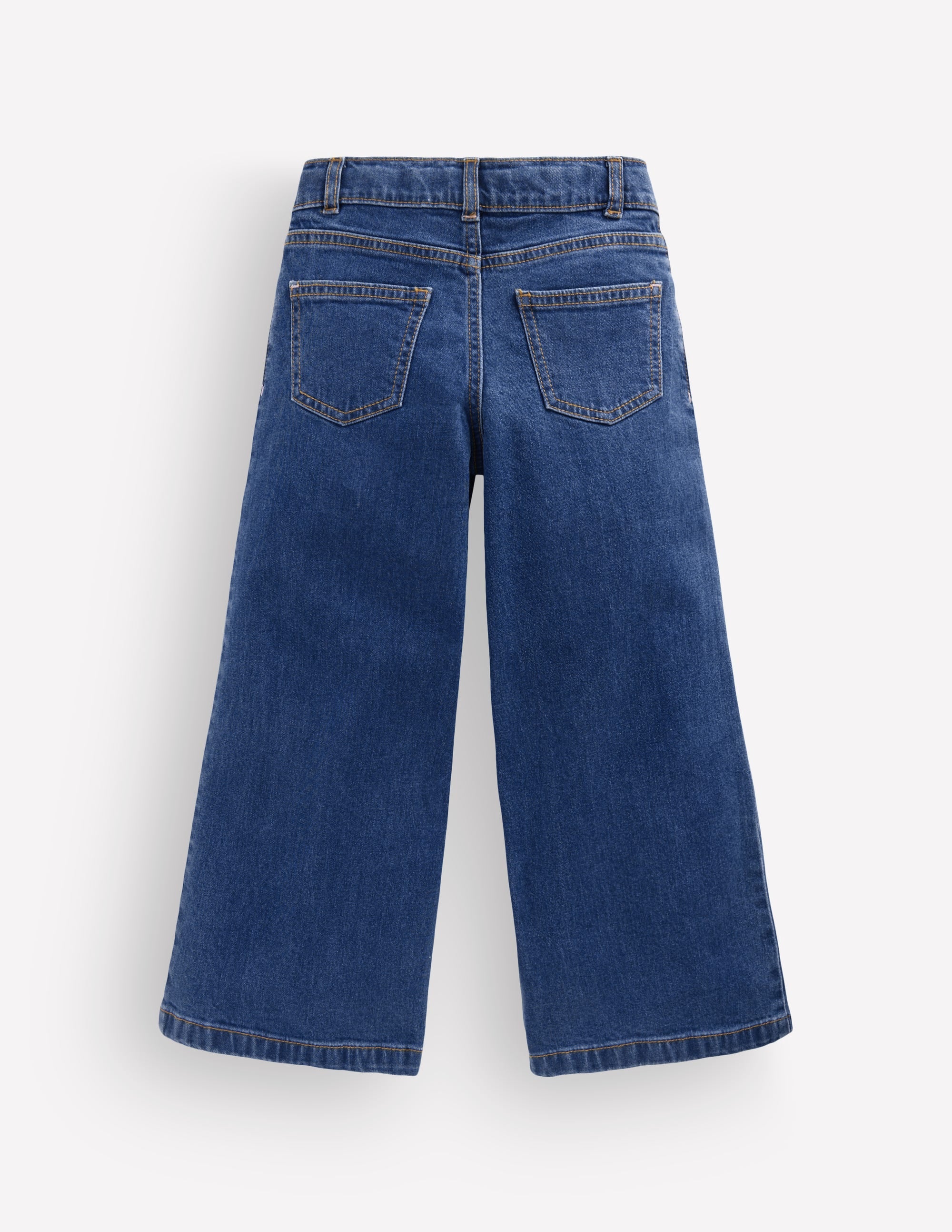 Wide Leg Jeans-Mid Wash Heart Applique - Image 2
