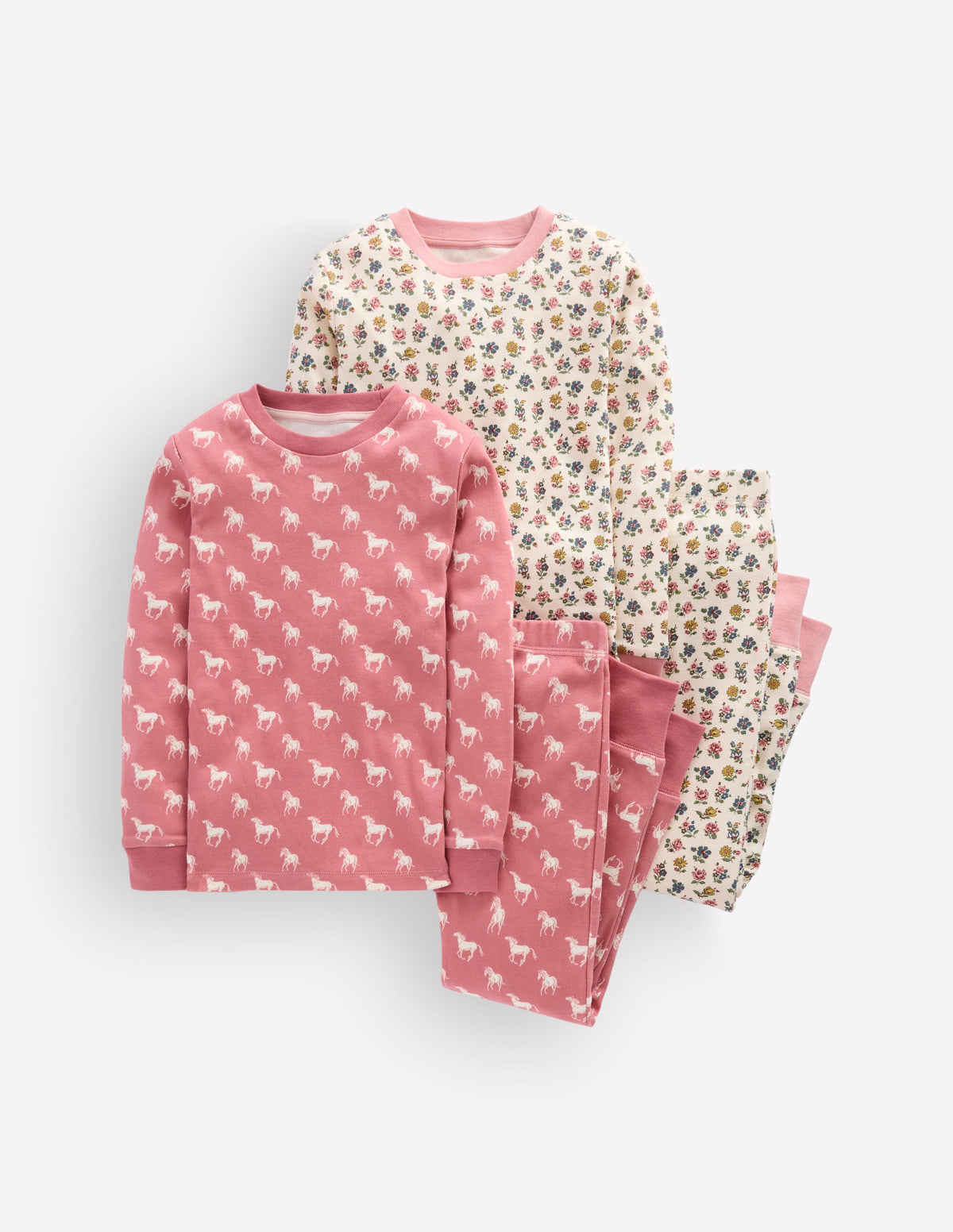 Twin Pack Snug Pajamas-Vintage Rose Horses - Image 1