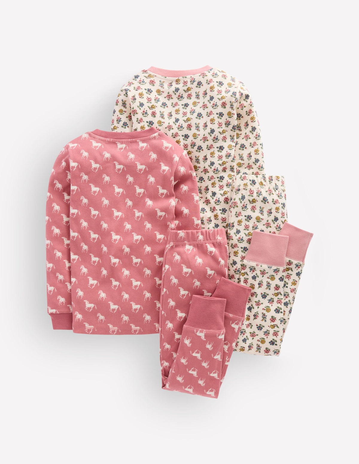 Twin Pack Snug Pajamas-Vintage Rose Horses-3