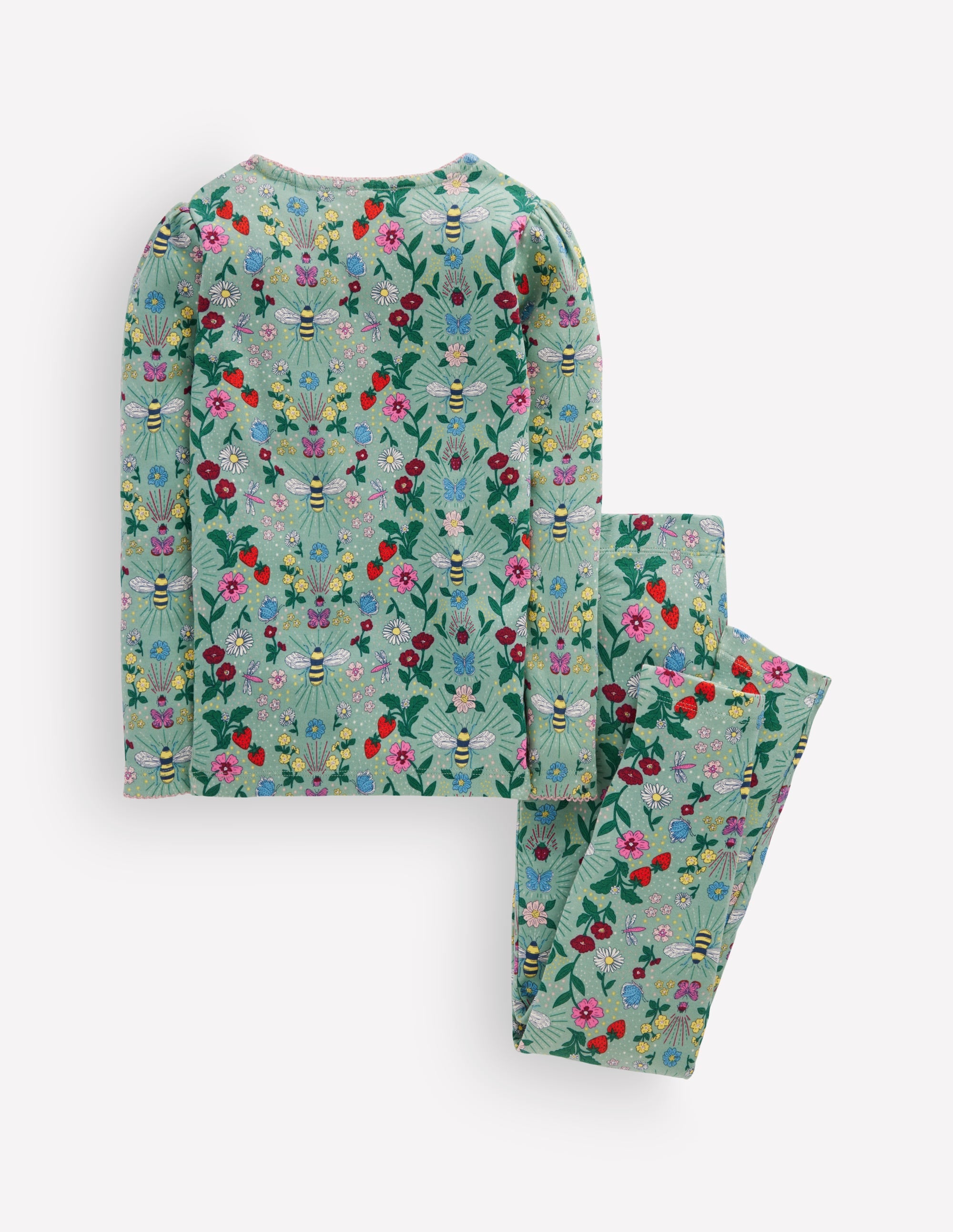Snug Long John Pajamas-Bee Garden - Image 2
