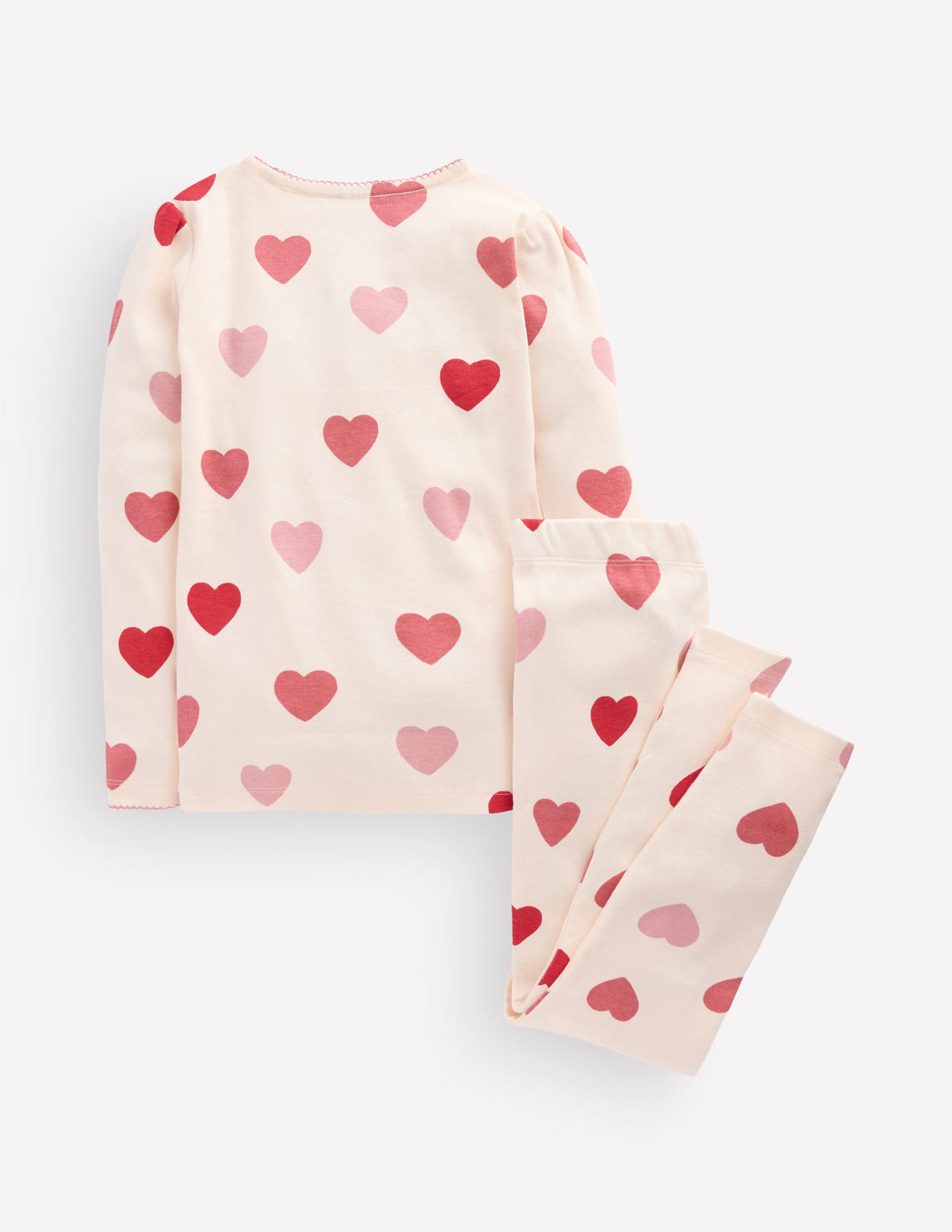 Snug Long John Pajamas-Soft Ivory Hearts - Image 2