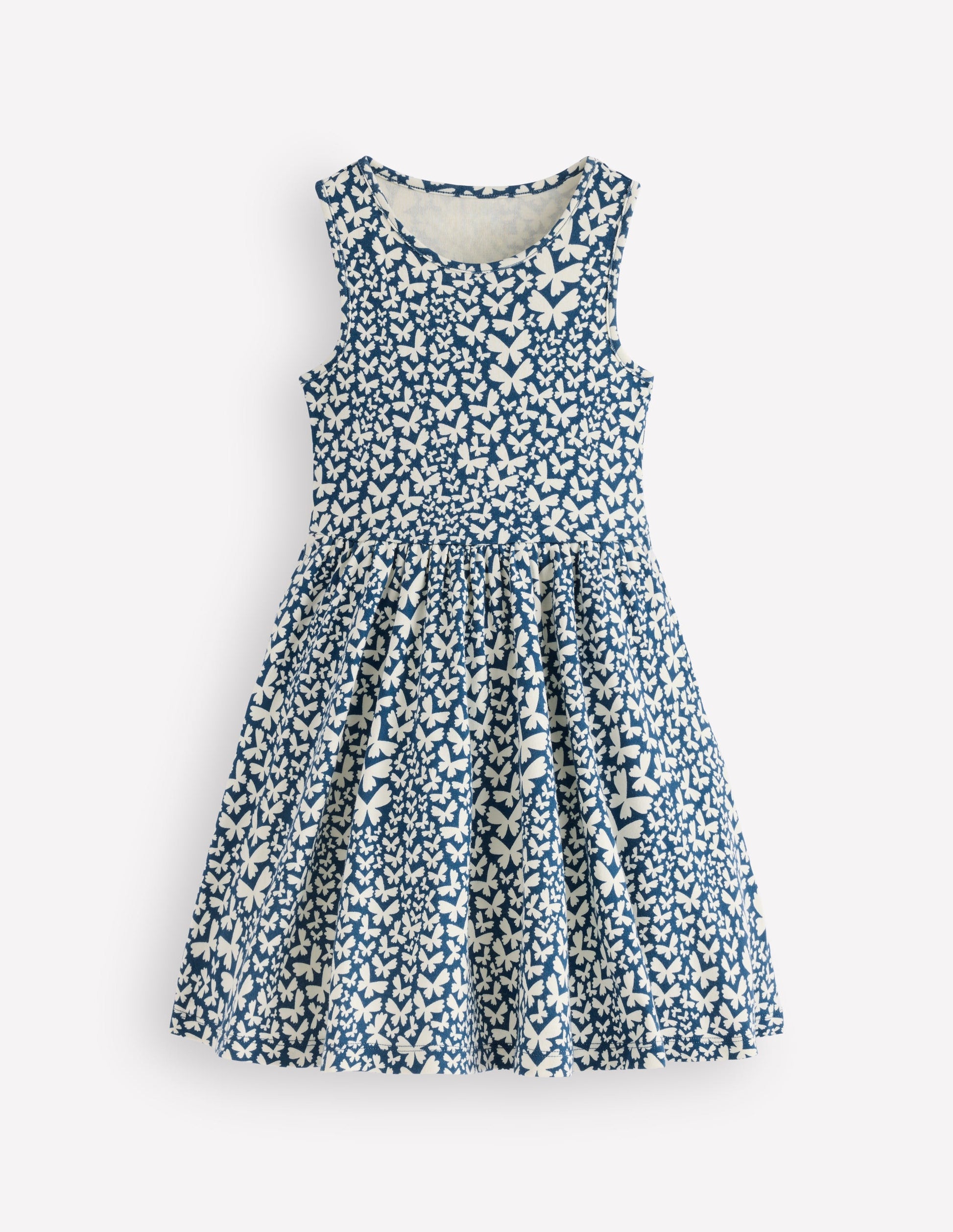 Twirly Jersey Dress-Blue Butterfly-1