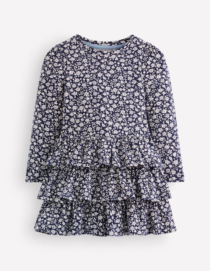 Cora Jersey RaRa Dress-Blue Ditsy