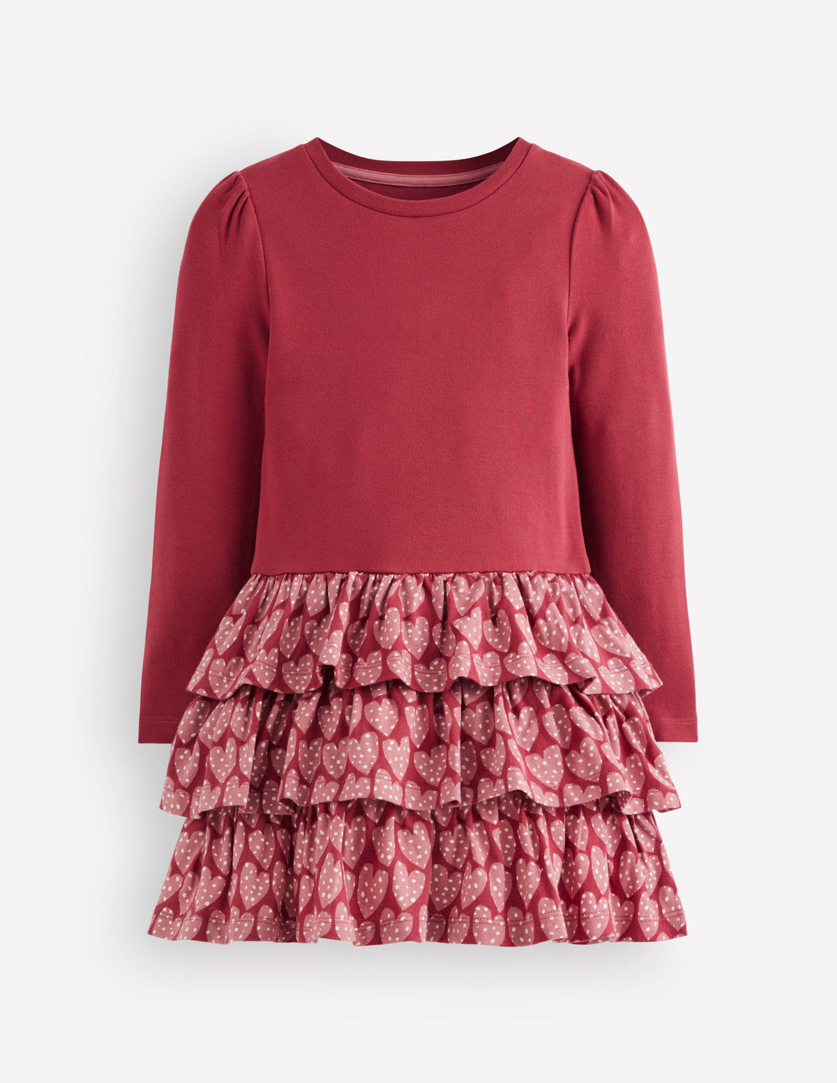 Cora Jersey RaRa Dress-Pomegranate Red Spotty Hearts-1