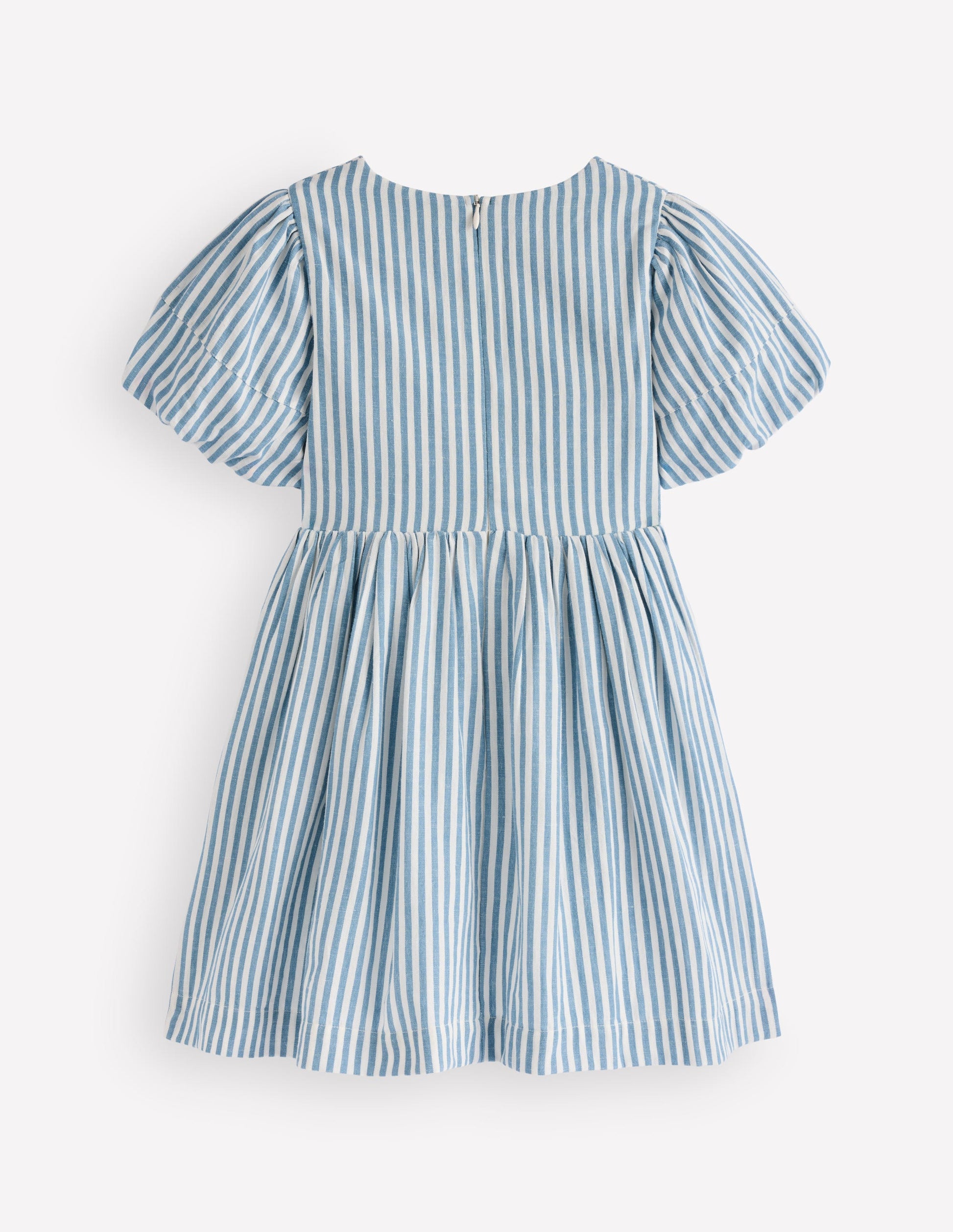 Bow Front Woven Dress-Blue Stripe-2