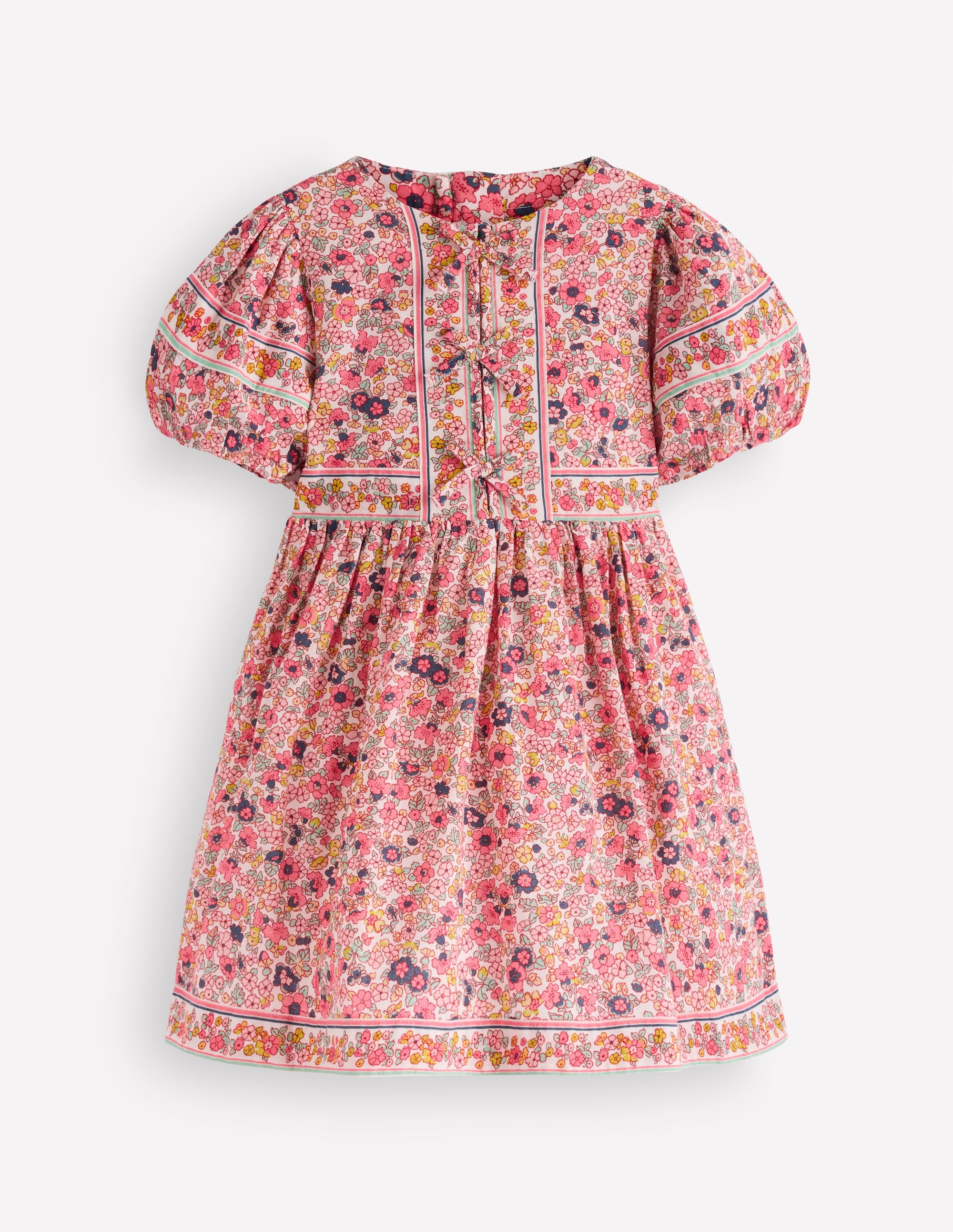 Bow Front Woven Dress-Soft Ivory Flowerbed - Image 1