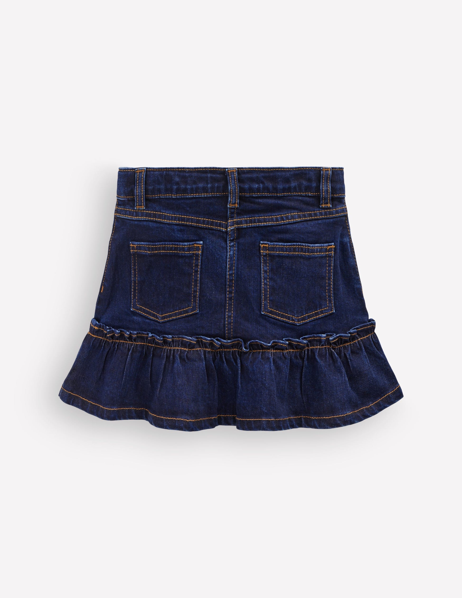 Frill Hem Denim Skirt-Dark Wash-5