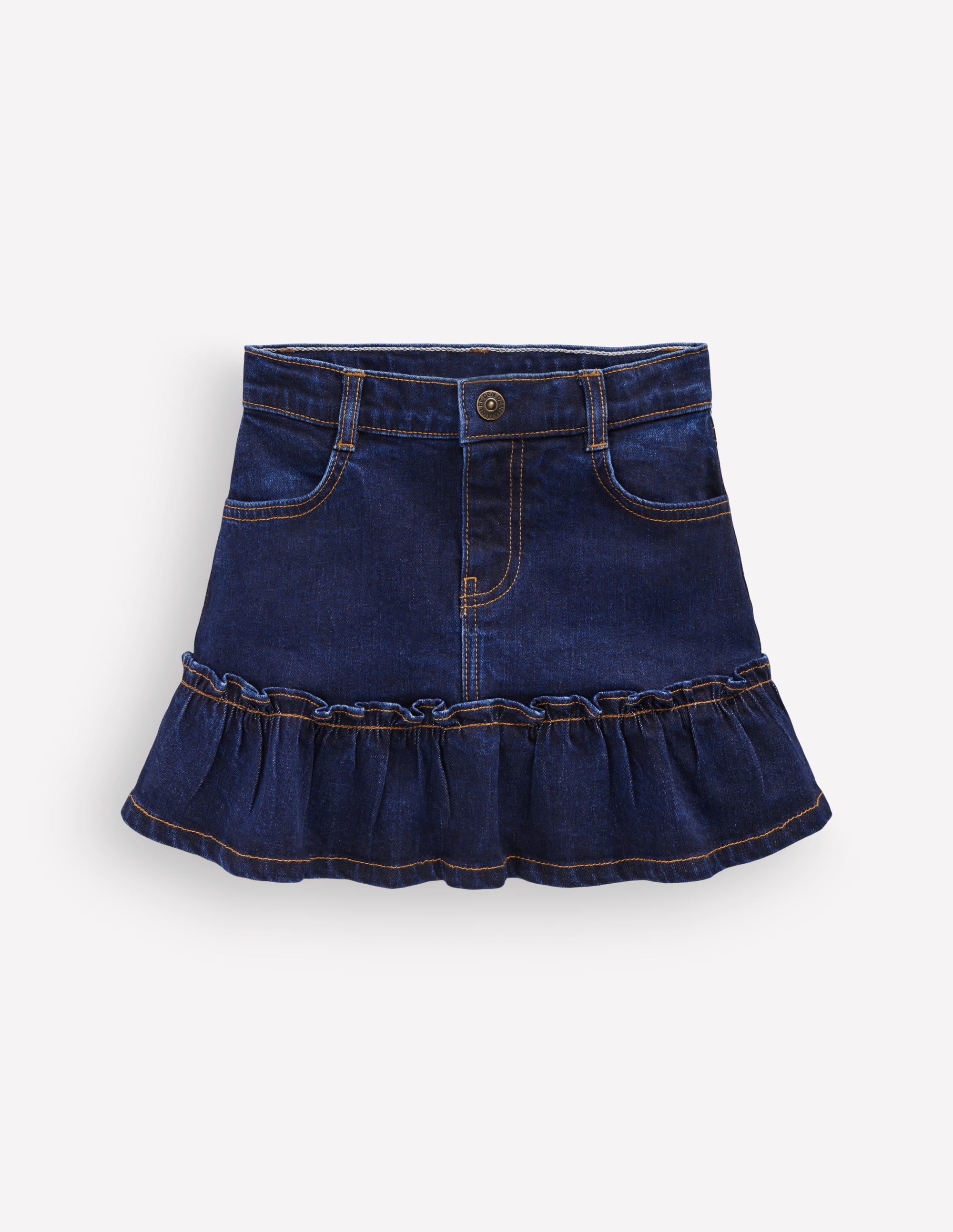 Frill Hem Denim Skirt-Dark Wash - Image 4