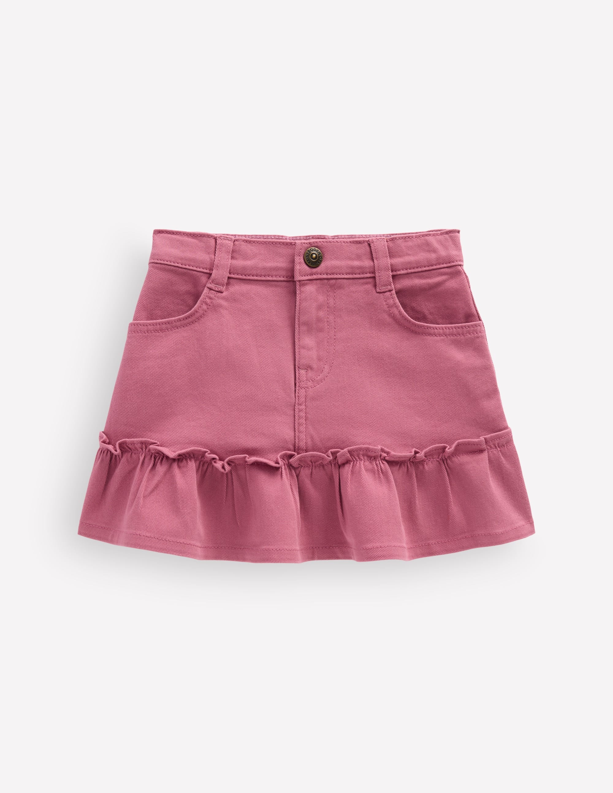 Frill Hem Denim Skirt-Pink Heather - Image 1