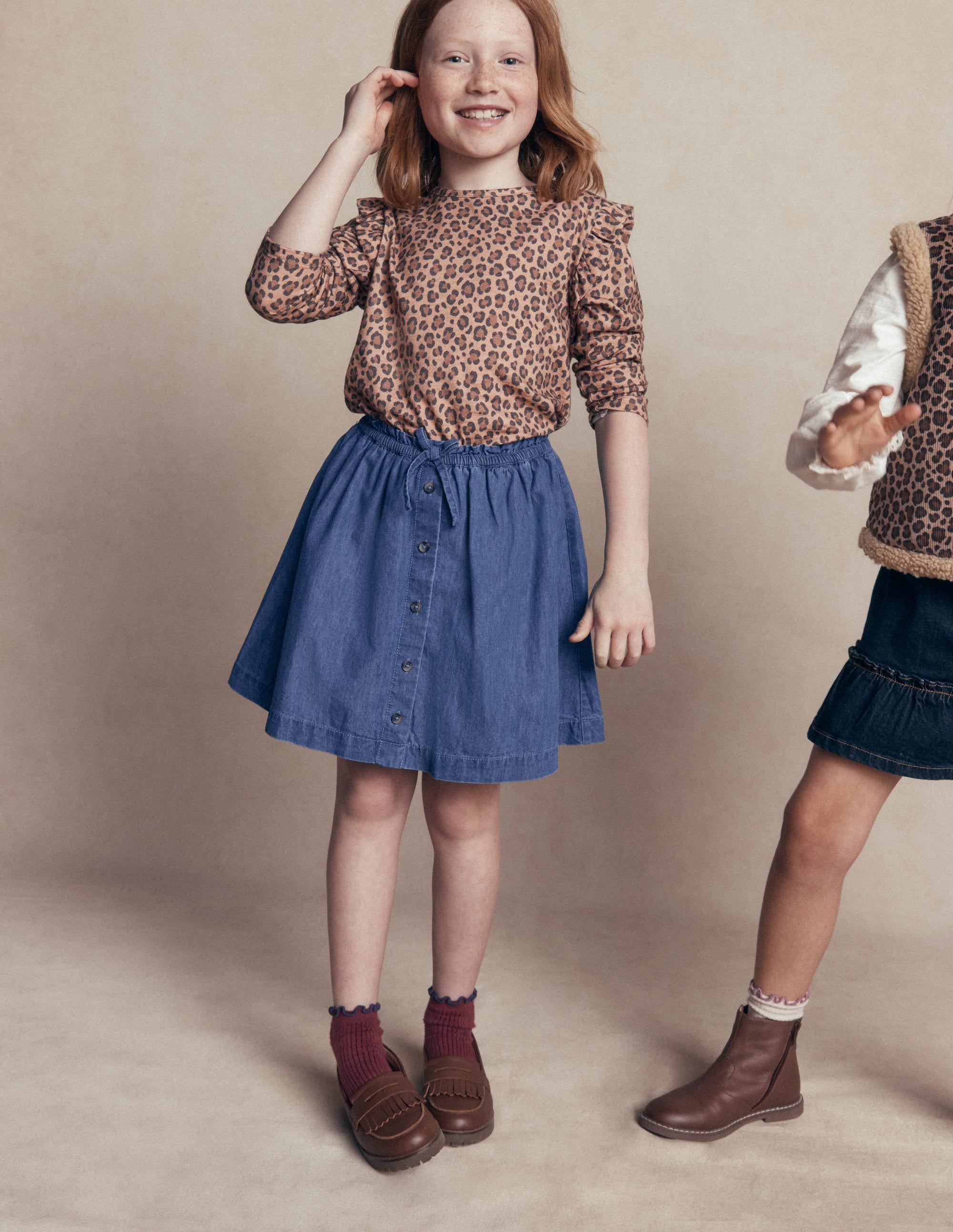 Woven Button-Through Skirt-Mid Wash - Image 3