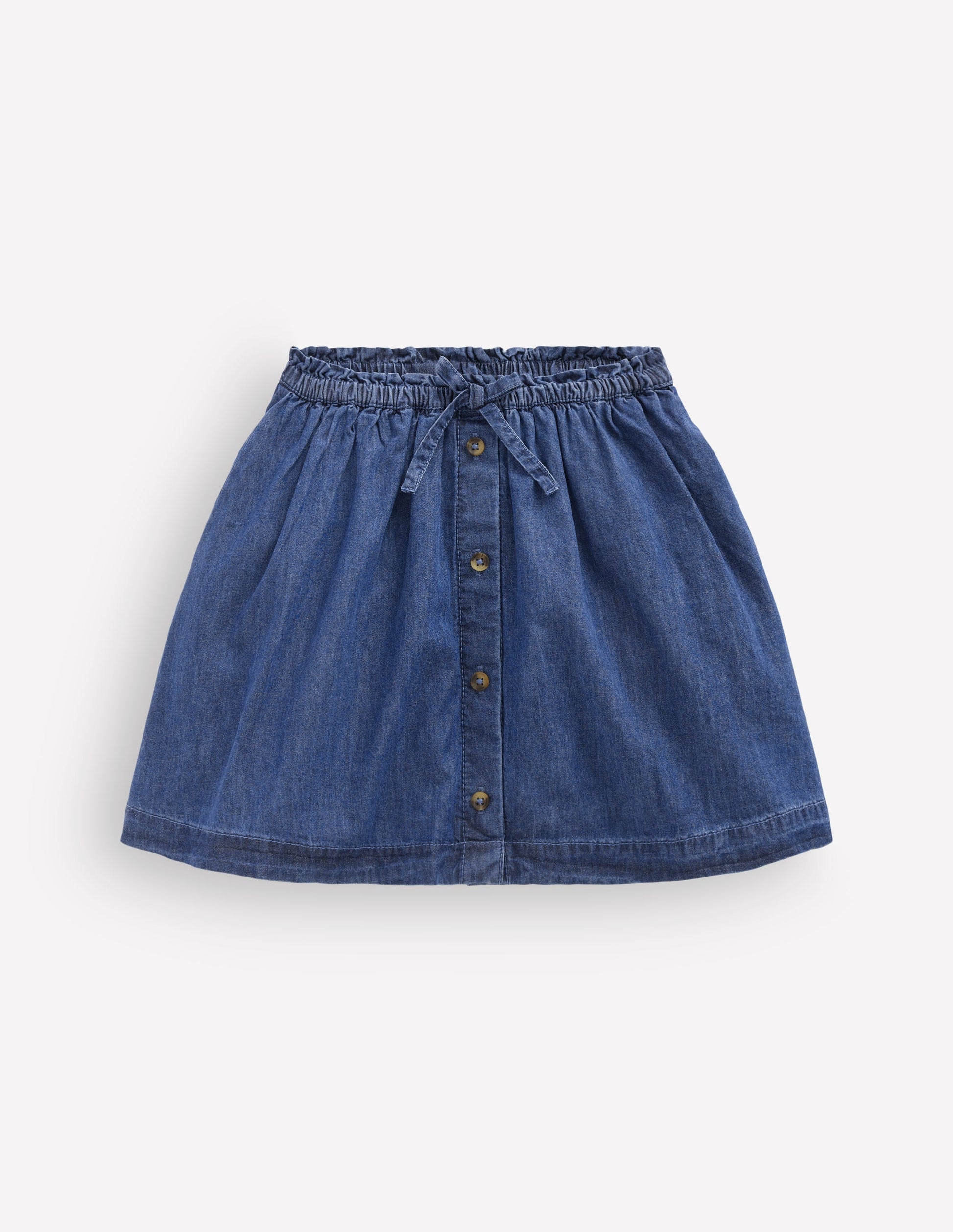 Woven Button-Through Skirt-Mid Wash-4