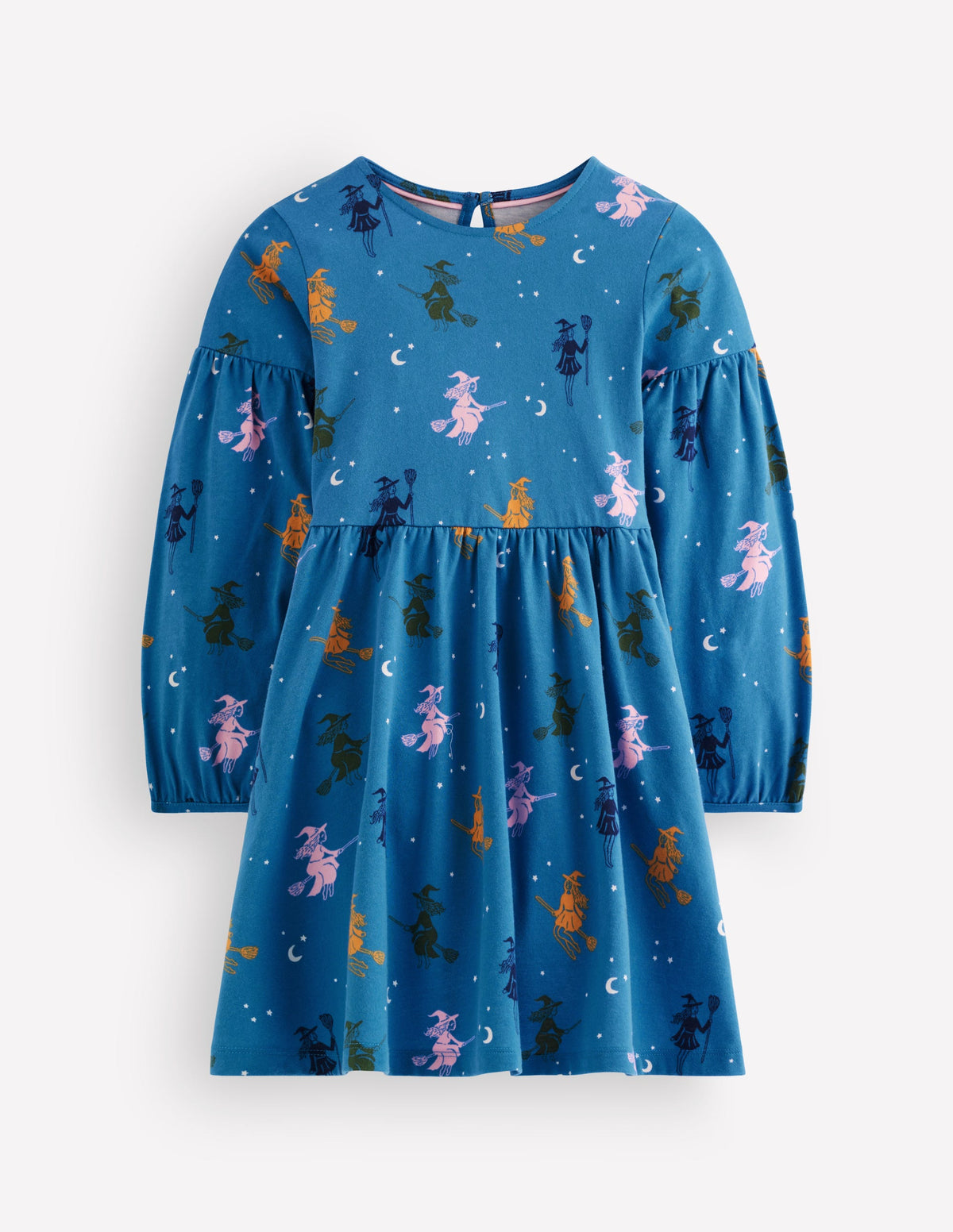Madeline Blouson Sleeve Dress-Blue Halloween Witches-4