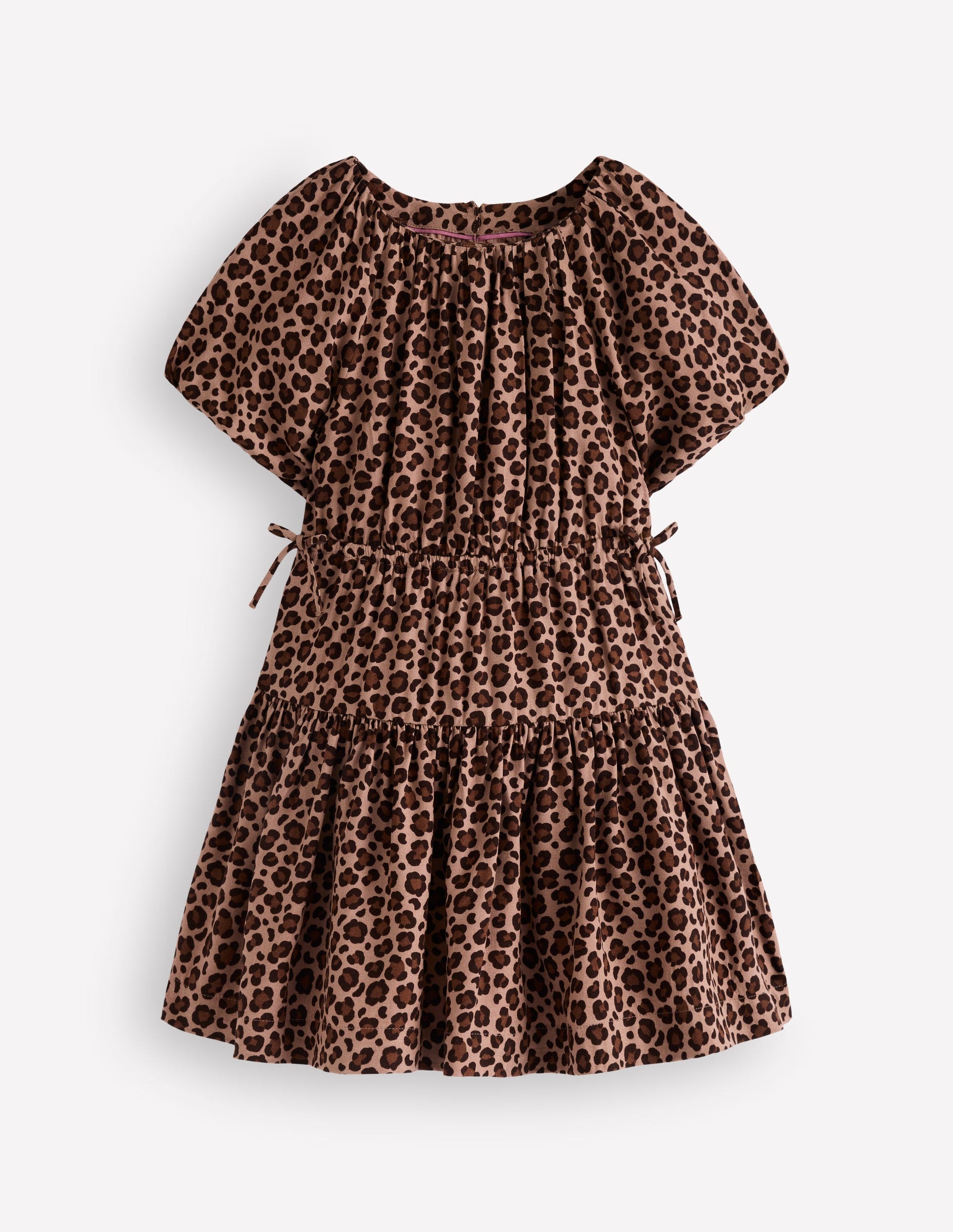Bow Waist Woven Dress-Leopard Print-1