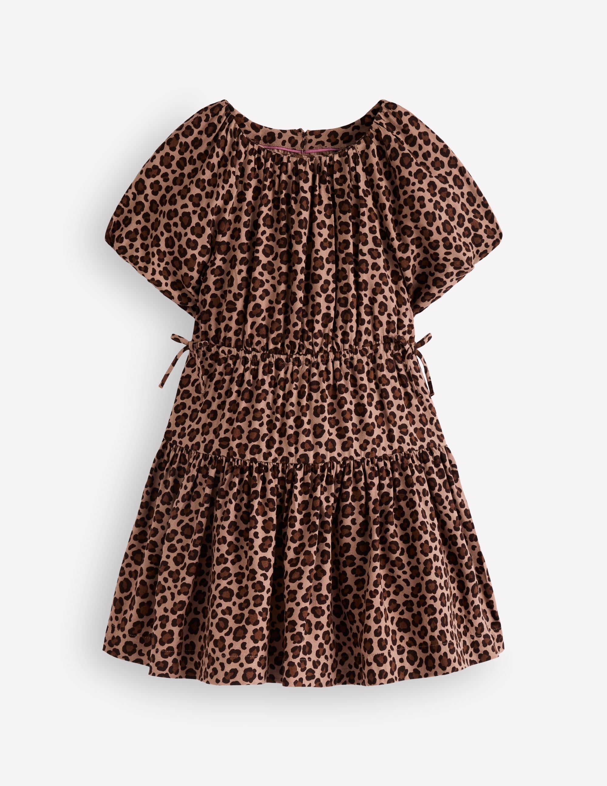 Bow Waist Woven Dress-Leopard Print - Image 1