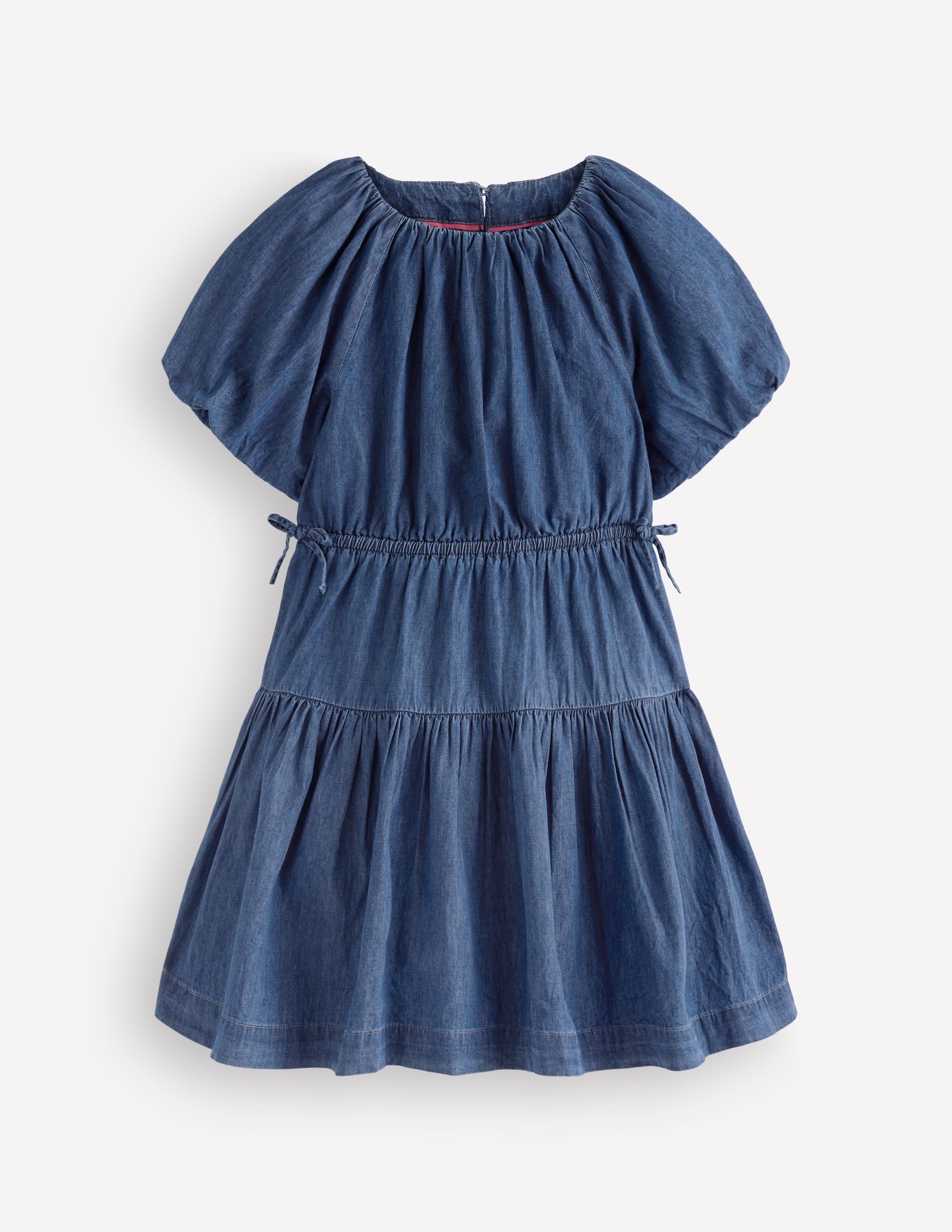 Bow Waist Woven Dress-Mid Vintage Denim - Image 1