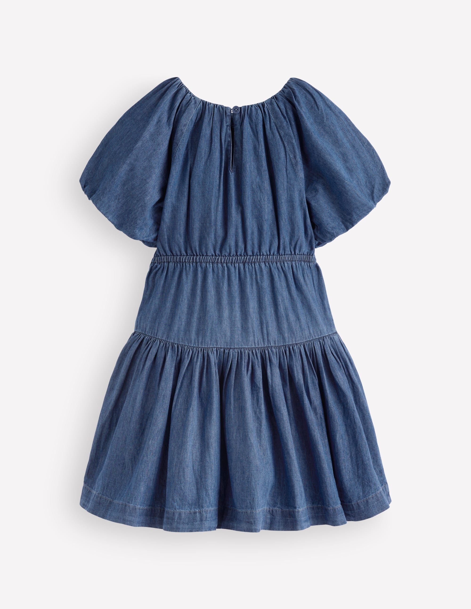 Bow Waist Woven Dress-Mid Vintage Denim - Image 2